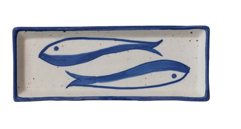Hand Painted Speckled Fish Dish - Unique Ceramic Serving Platter for Seafood, Appetizers & Home Decor | Perfect for Dinner Parties, Coastal Kitchen Decor & Gift Giving
