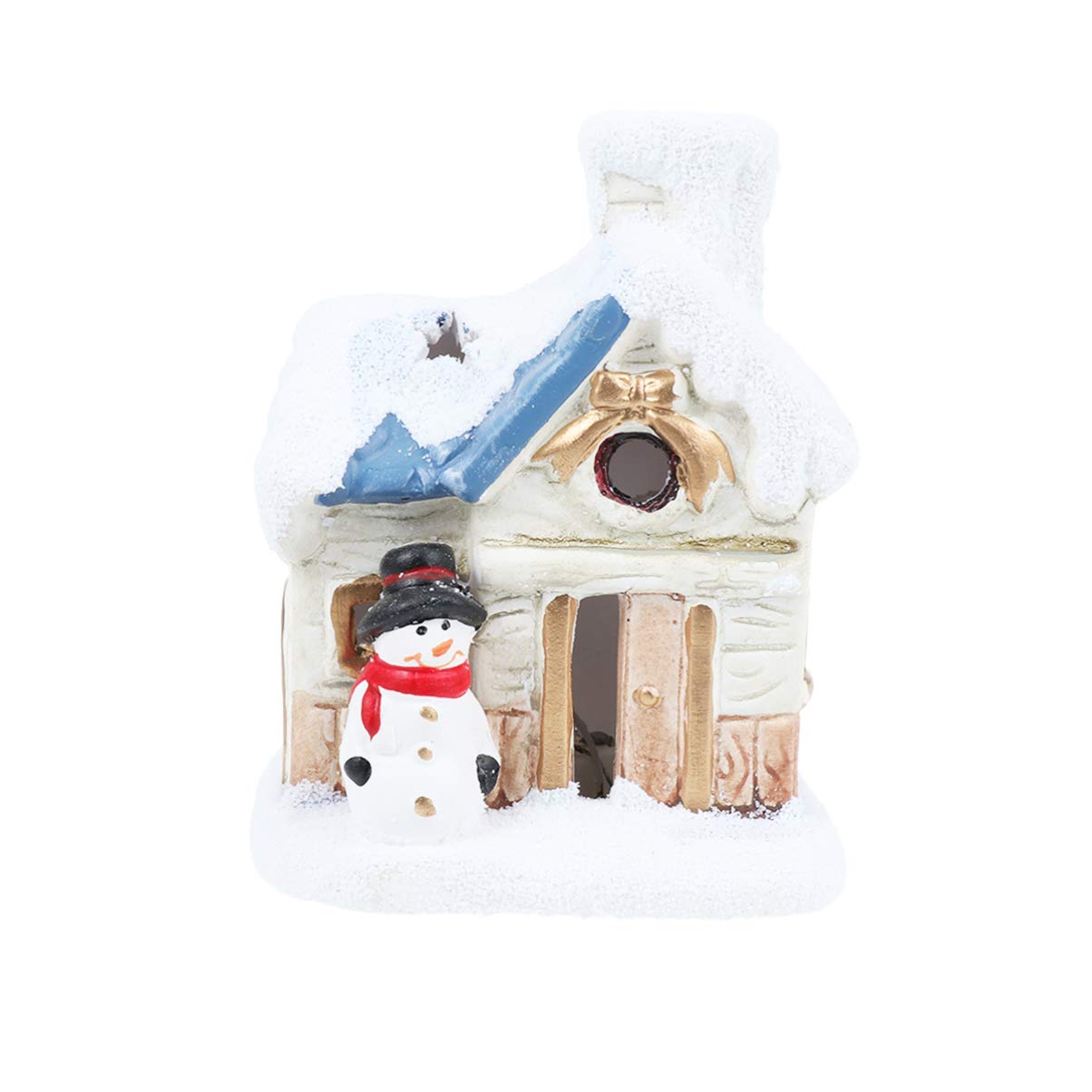 NUOBESTY Christmas Resin Ornament - Lighted Gingerbread House Holiday Decor with Snowman Design for Tabletop, Tree, Mantel & Festive Home Decoration | Perfect for Christmas Party, Gift & Winter Decor