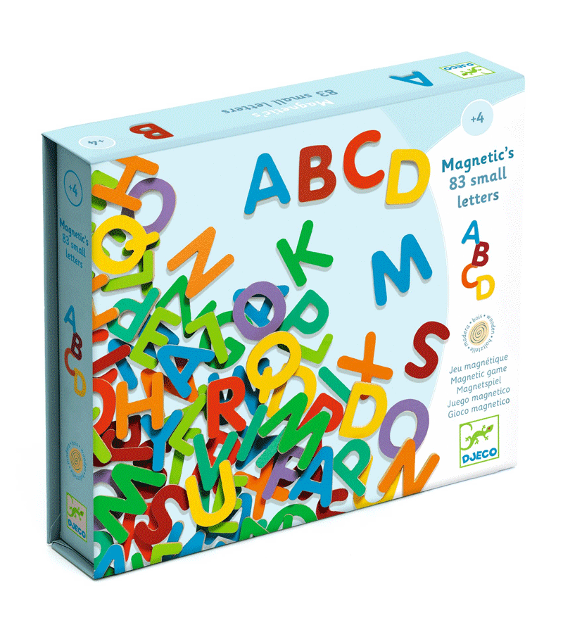 Djeco Magnetic Uppercase Letters Set of 83 - Alphabet Learning Toys for Kids - Perfect for Refrigerator Play, Classroom Activities & Homeschooling