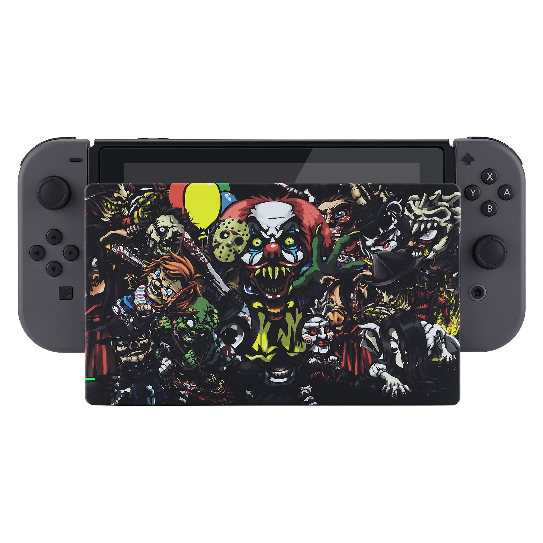 ExtremeRate Soft Touch Grip Faceplate for Nintendo Switch Dock - Scary Party Pattern DIY Replacement Shell (Dock Not Included) | Perfect for Gaming Setups, Themed Parties & Custom Switch Mods