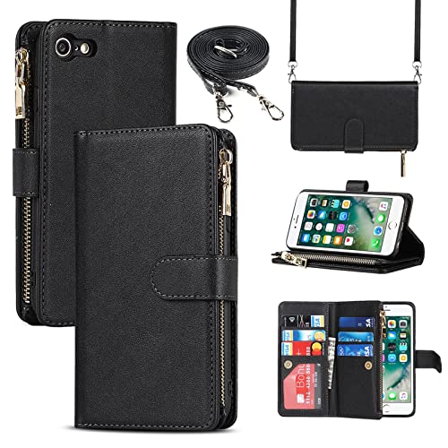 9 Card Slots Lanyard Black