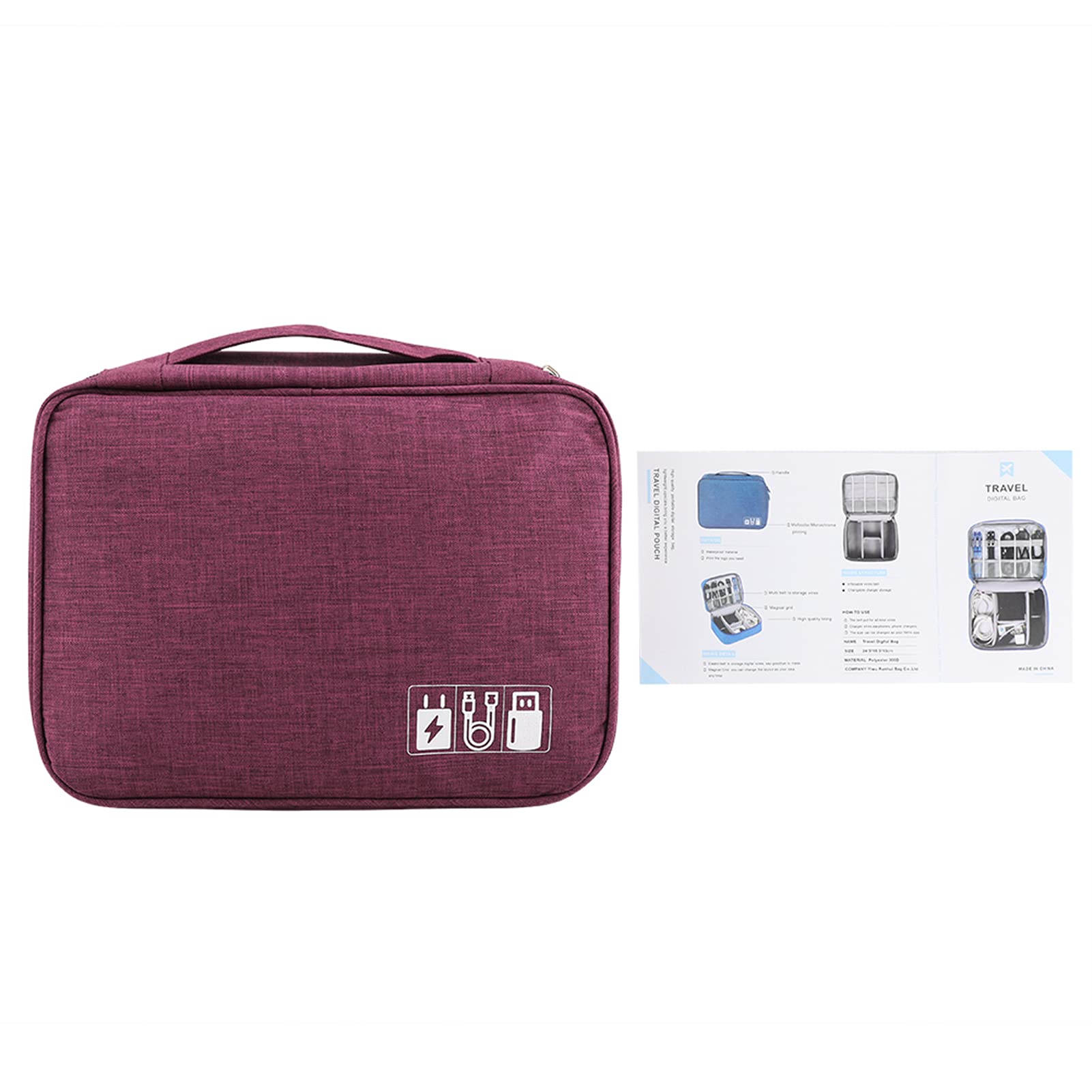 Universal Digital Storage Bag for Portable Charger & Electronic Accessories - Travel Organizer Pouch (Purple) | Perfect for Travel, Office & Home Organization