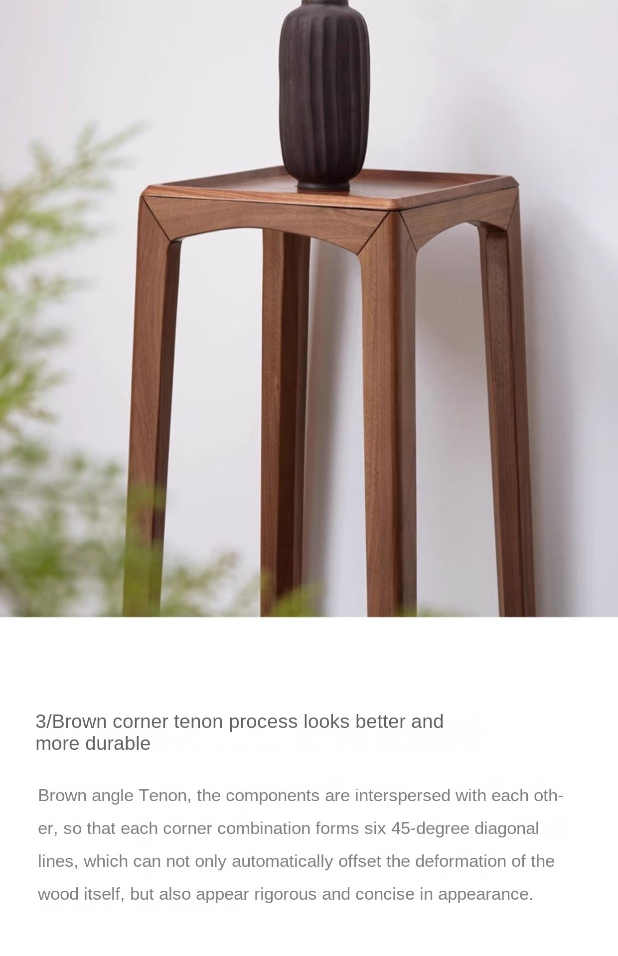 Premium Black Walnut Solid Wood Flower Stand - Rustic Plant Shelf for Indoor/Outdoor Decor, Living Room, Garden & Patio Display