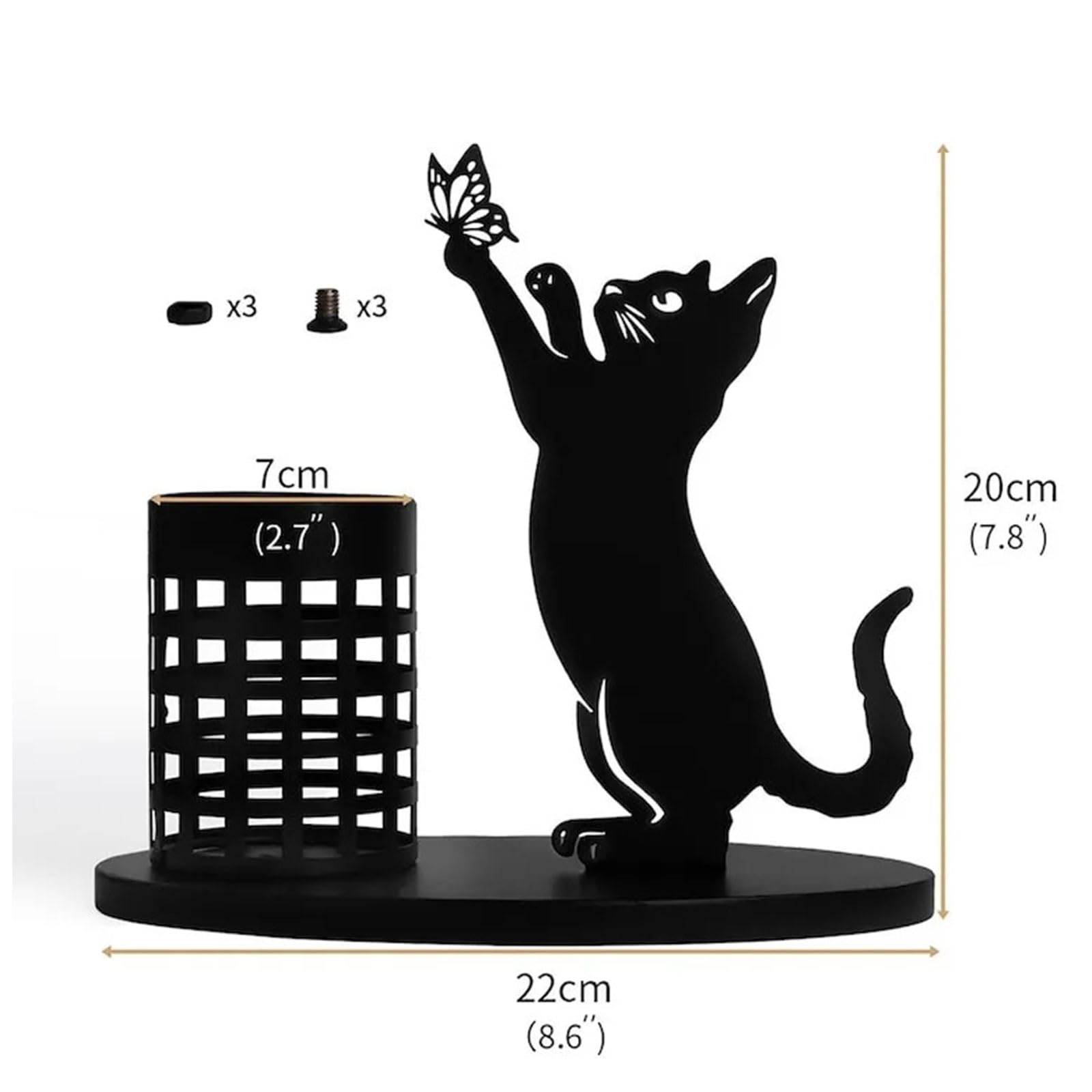 Metal Pen & Brush Holder - Stylish Desk Organizer for Makeup & Stationery - Office & Vanity Use