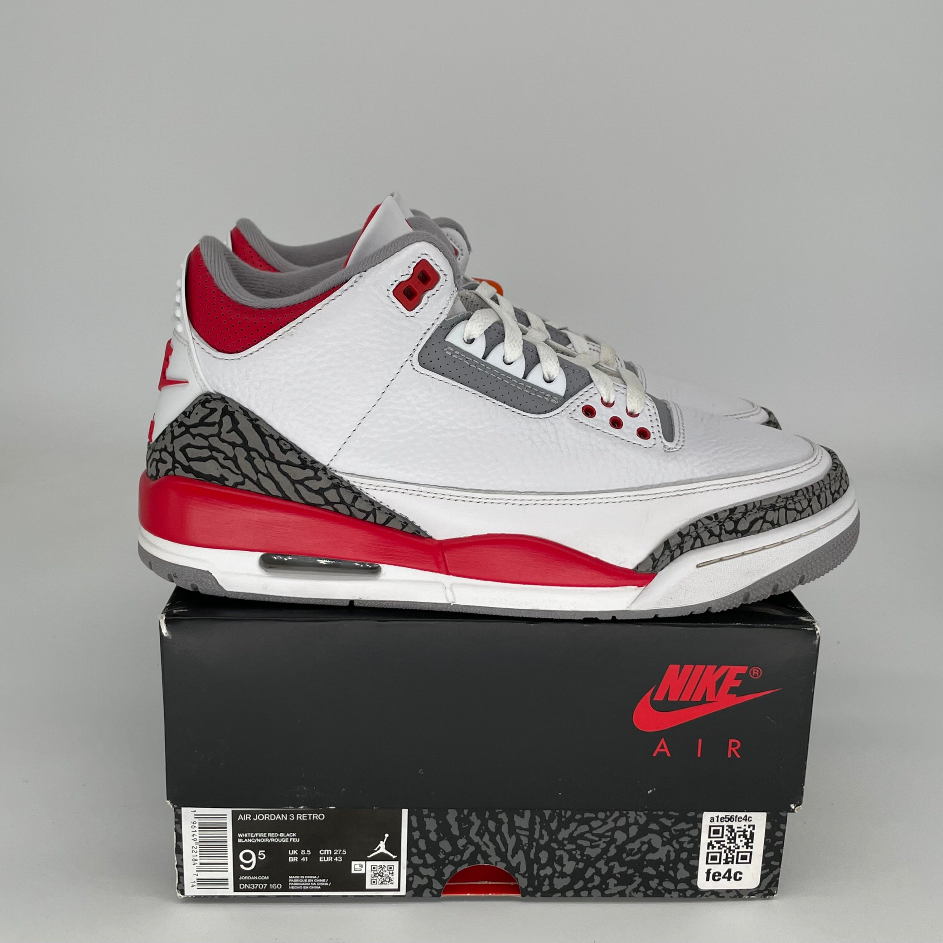 Air Jordan 3 Fire Red Men's Basketball Shoes Size 9.5 DN3707-160 - Retro Sneakers for Casual Wear, Street Style & Sneaker Collectors