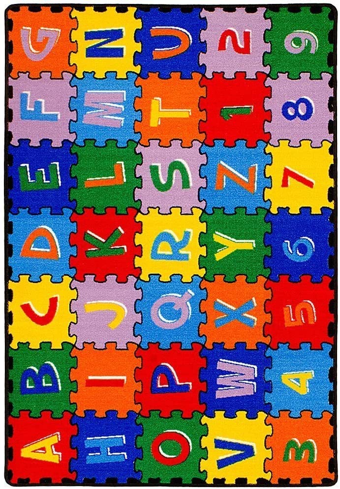 ABC Alphabet Puzzle Play Mat - Kids Educational Rug for Bedroom & Playroom - 8x10 Feet