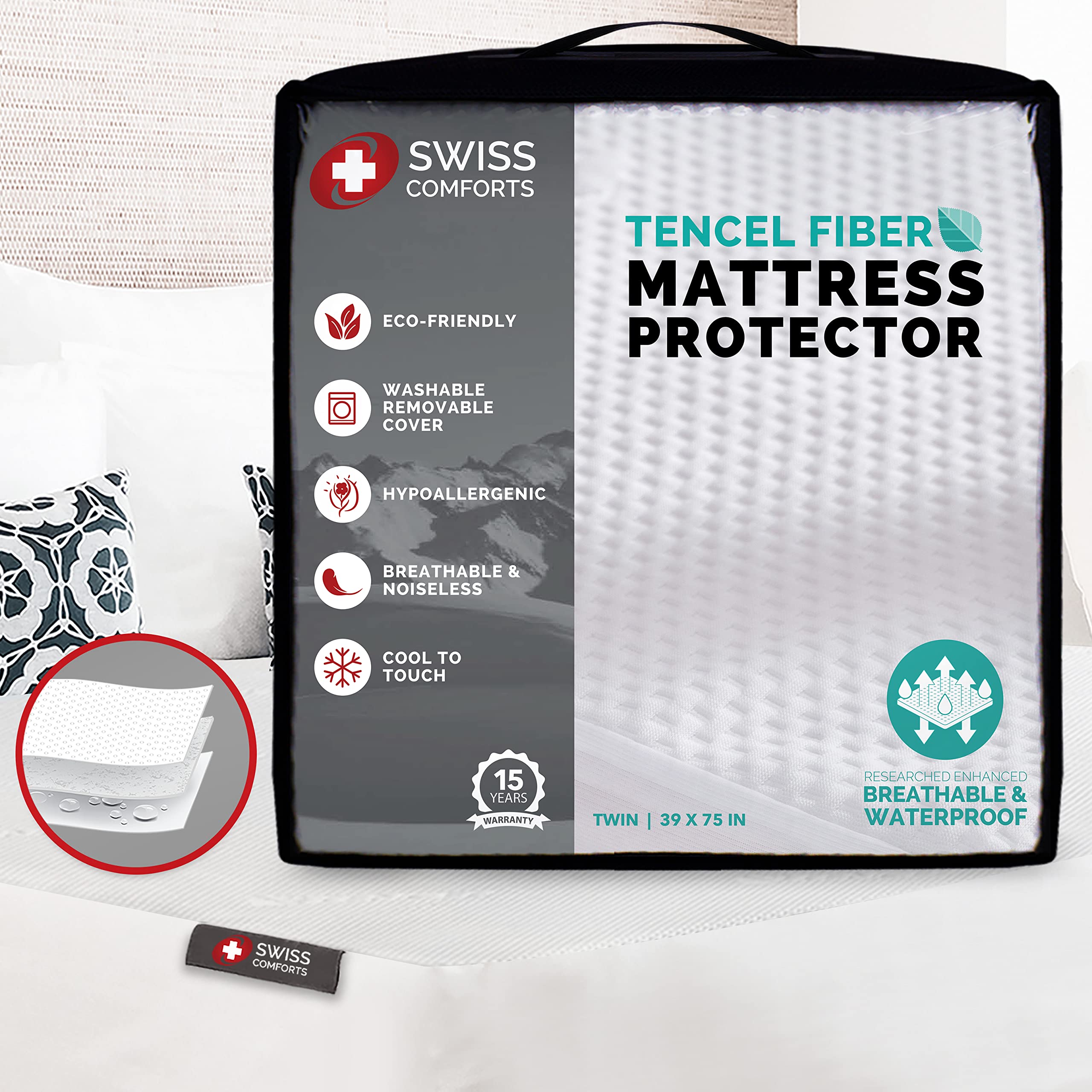 100% Waterproof Mattress Protector Twin Size (39