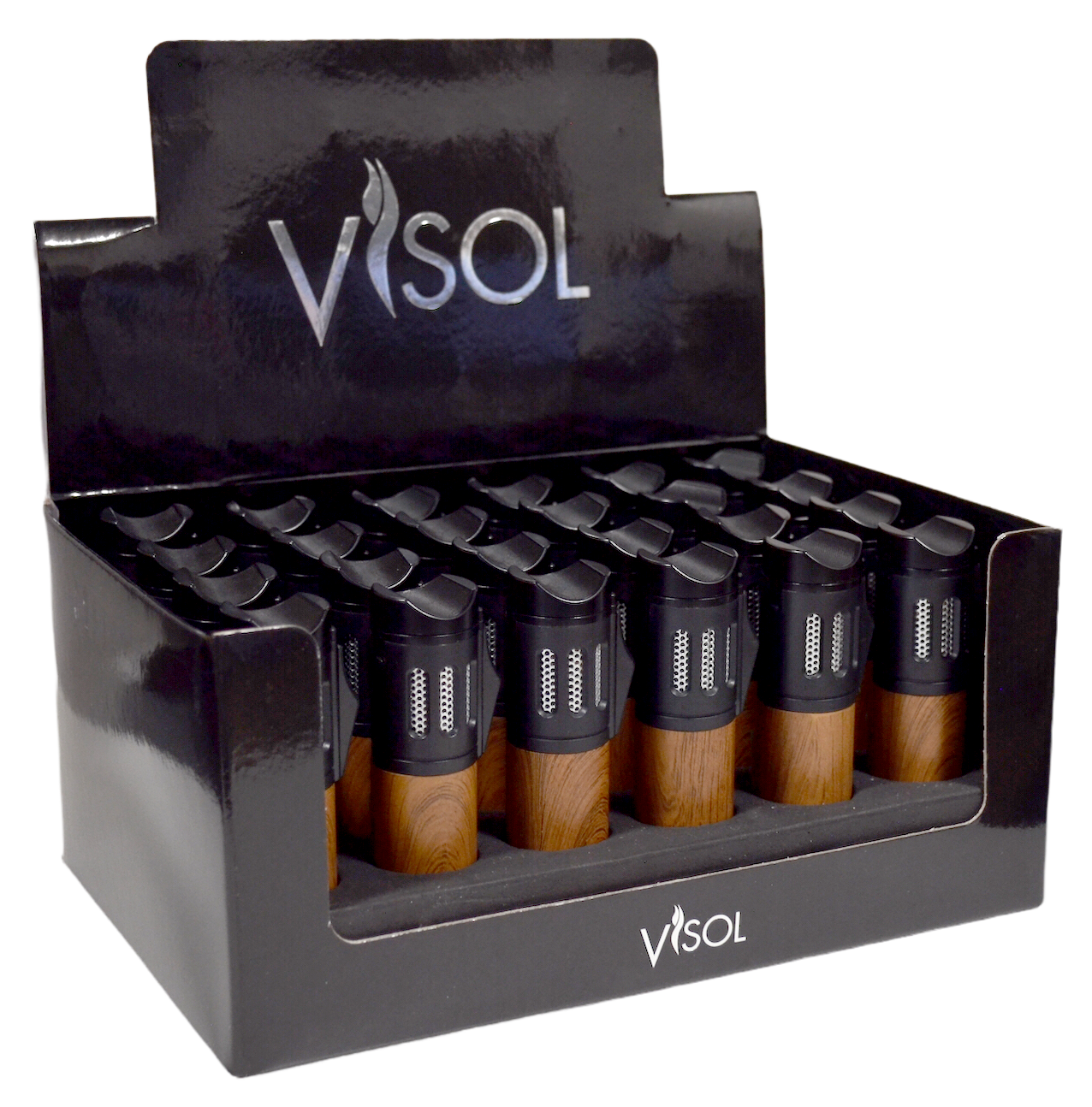Visol Artemis Triple Flame Lighter - 24 Pack of Windproof Refillable Butane Lighters for Cigars, Candles & Outdoor Use (Camping, BBQ, Fireplace)
