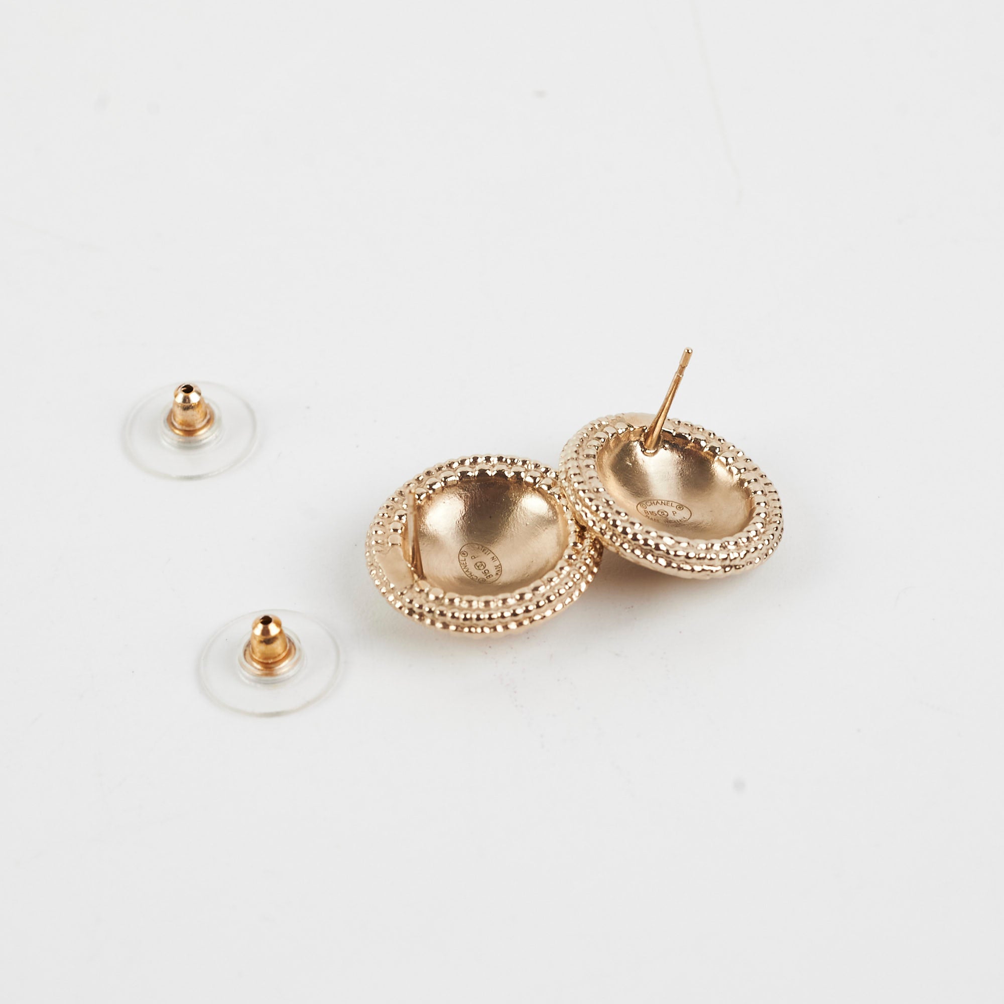Chanel CC Logo Round Stud Earrings - Luxury Gold-Tone Fashion Jewelry for Women, Perfect for Parties, Weddings & Everyday Elegance