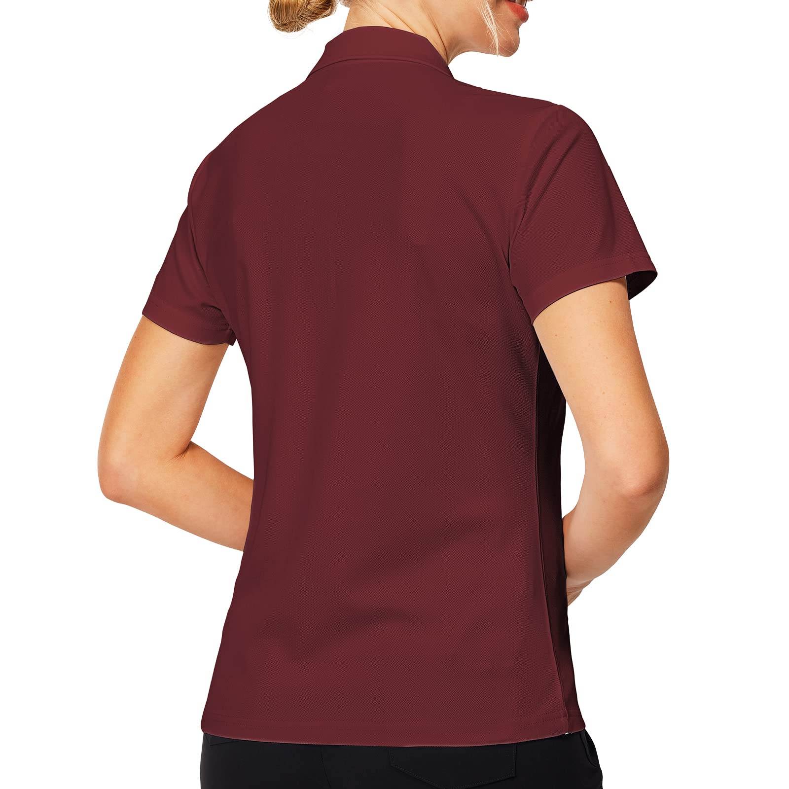 Women's Quick-Dry Moisture-Wicking Polo Shirt for Golf & Casual Wear – Breathable & Comfortable Black & White Top for Sports, Work & Outdoor Activities