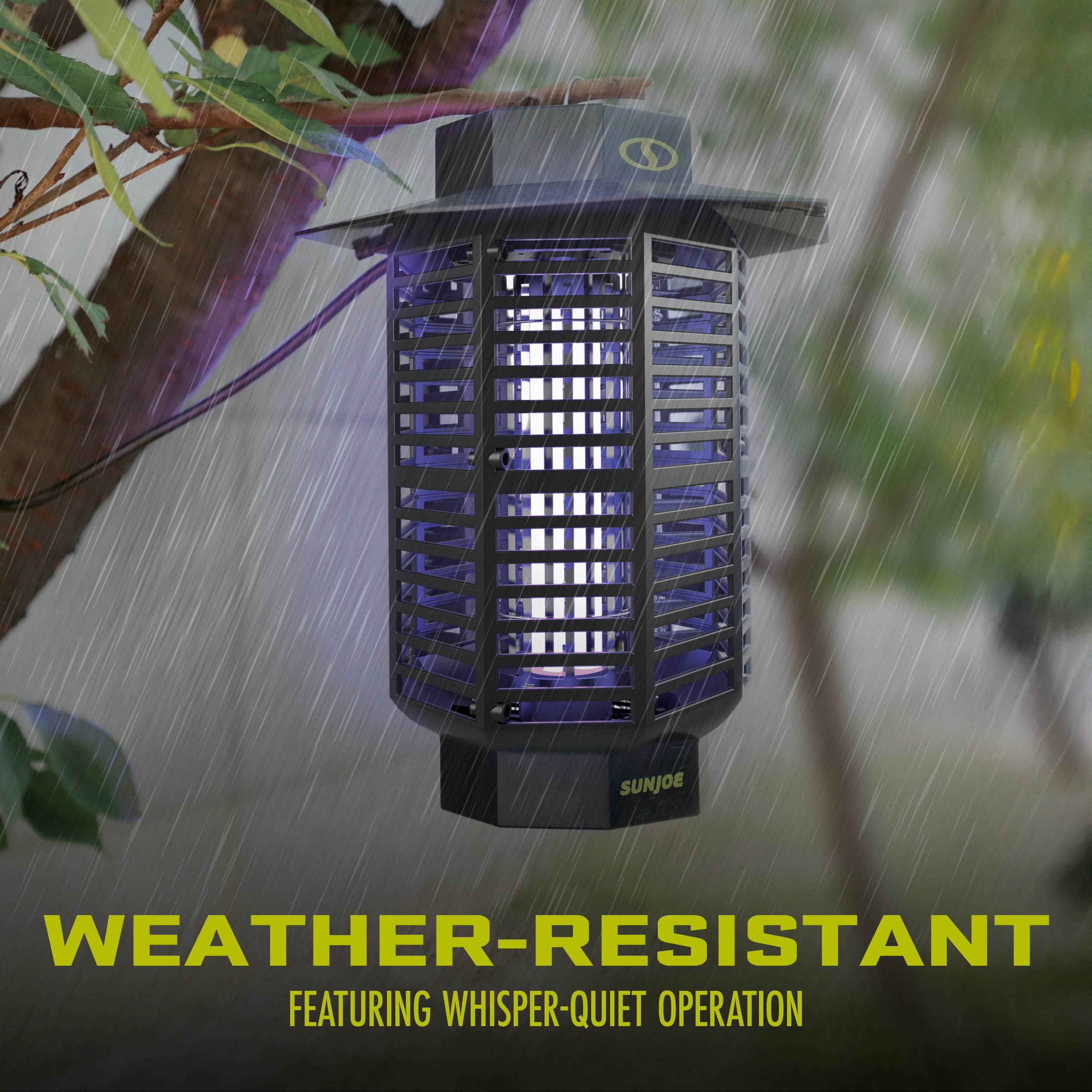Sun Joe SJ BZ18W 18-Watt UV Bug Zapper for Indoor & Outdoor Use - 1600 sq ft Mosquito & Fly Killer - Quiet Electric Insect Trap for Gnats, Moths - Perfect for Patio, Garden, Backyard & Camping