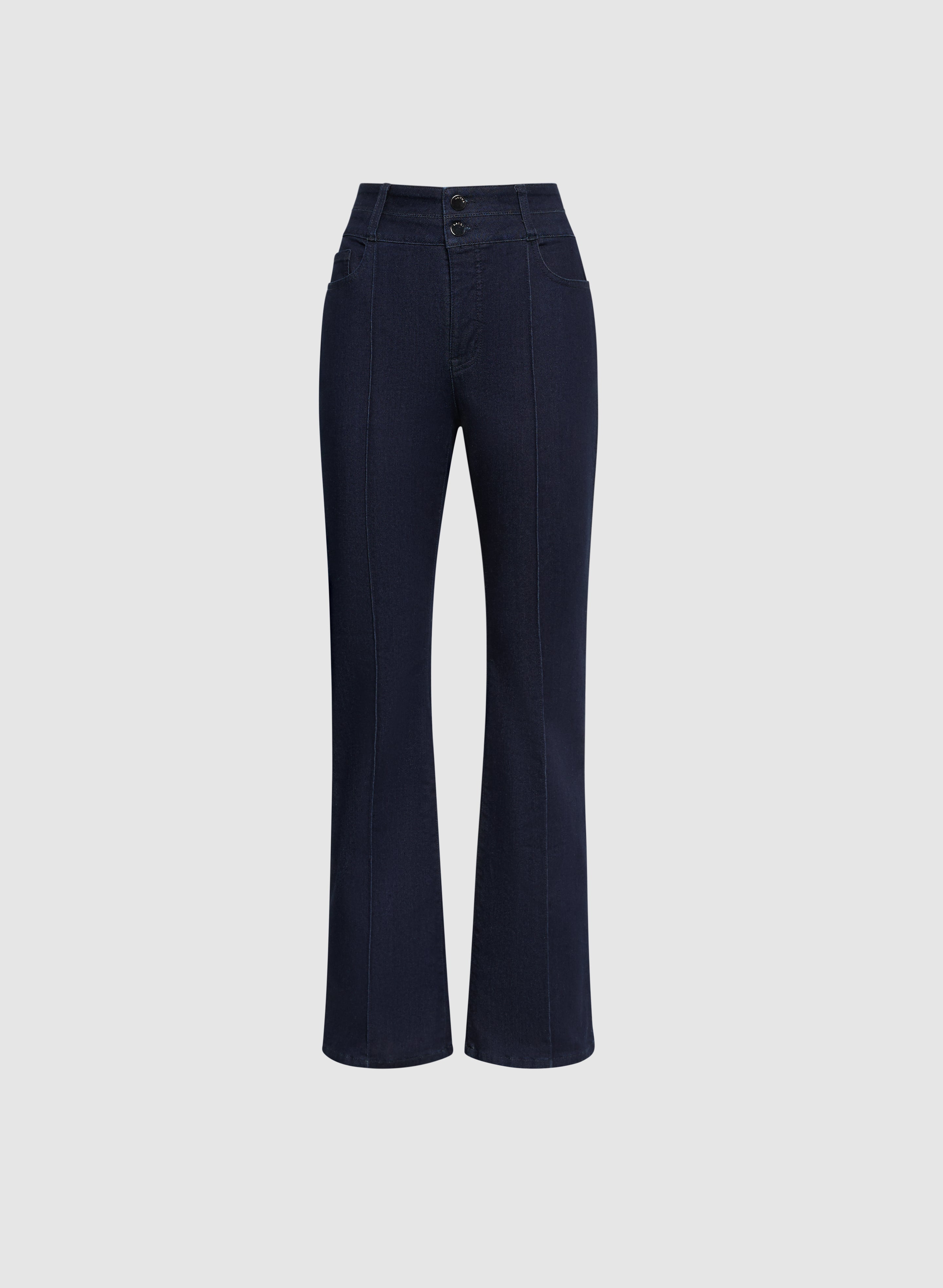 Flared Pintuck Jeans for Women - High Waist Stretch Denim Pants with Bootcut Leg | Perfect for Casual Wear, Office Outfits & Date Nights