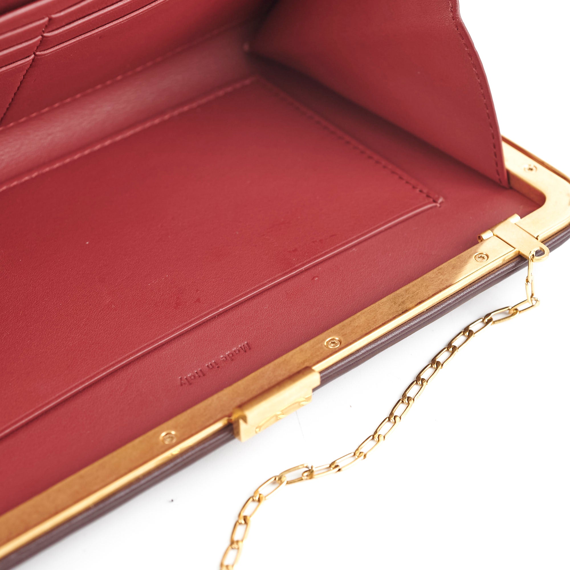 Celine Burgundy Leather Wallet On Chain Crossbody Bag - Stylish & Compact for Everyday Use, Travel, and Night Out