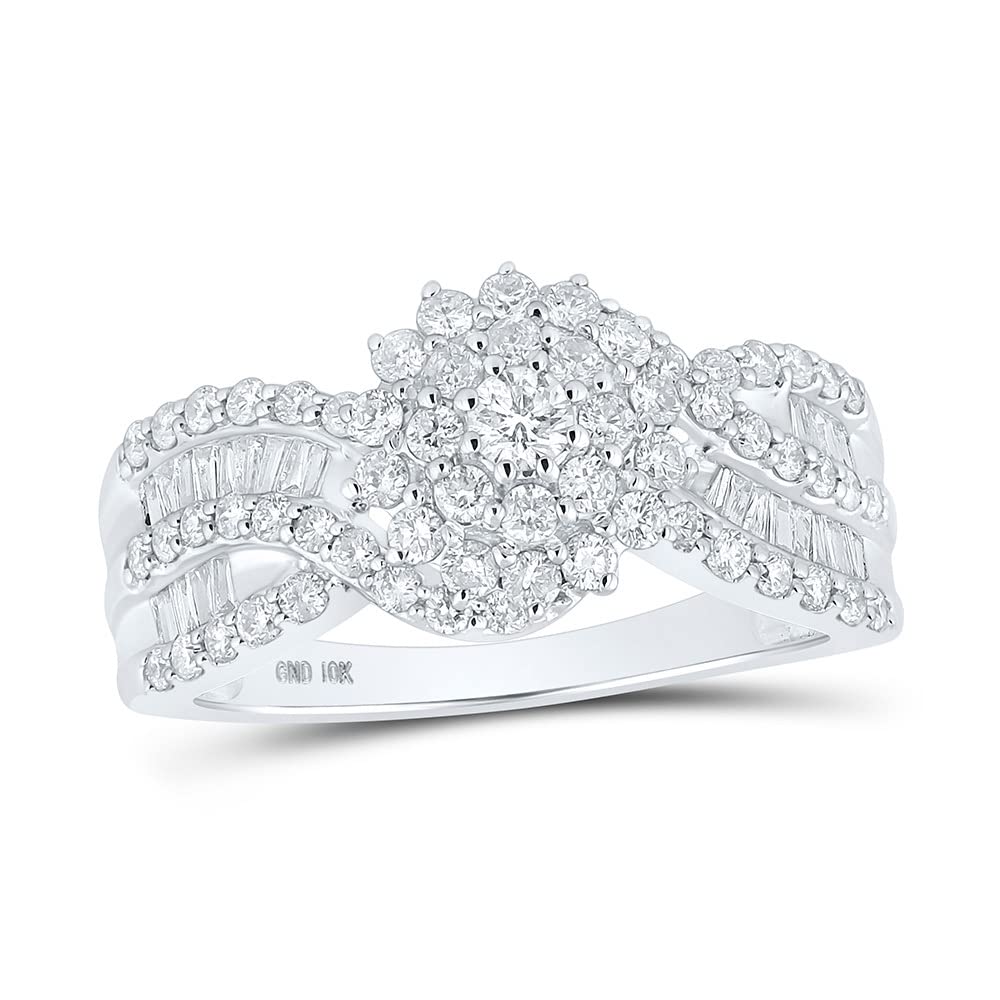 10K White Gold Round Diamond Cluster Ring for Women - 1 CTTW Total Weight | Elegant Jewelry for Engagement, Anniversary & Special Occasions