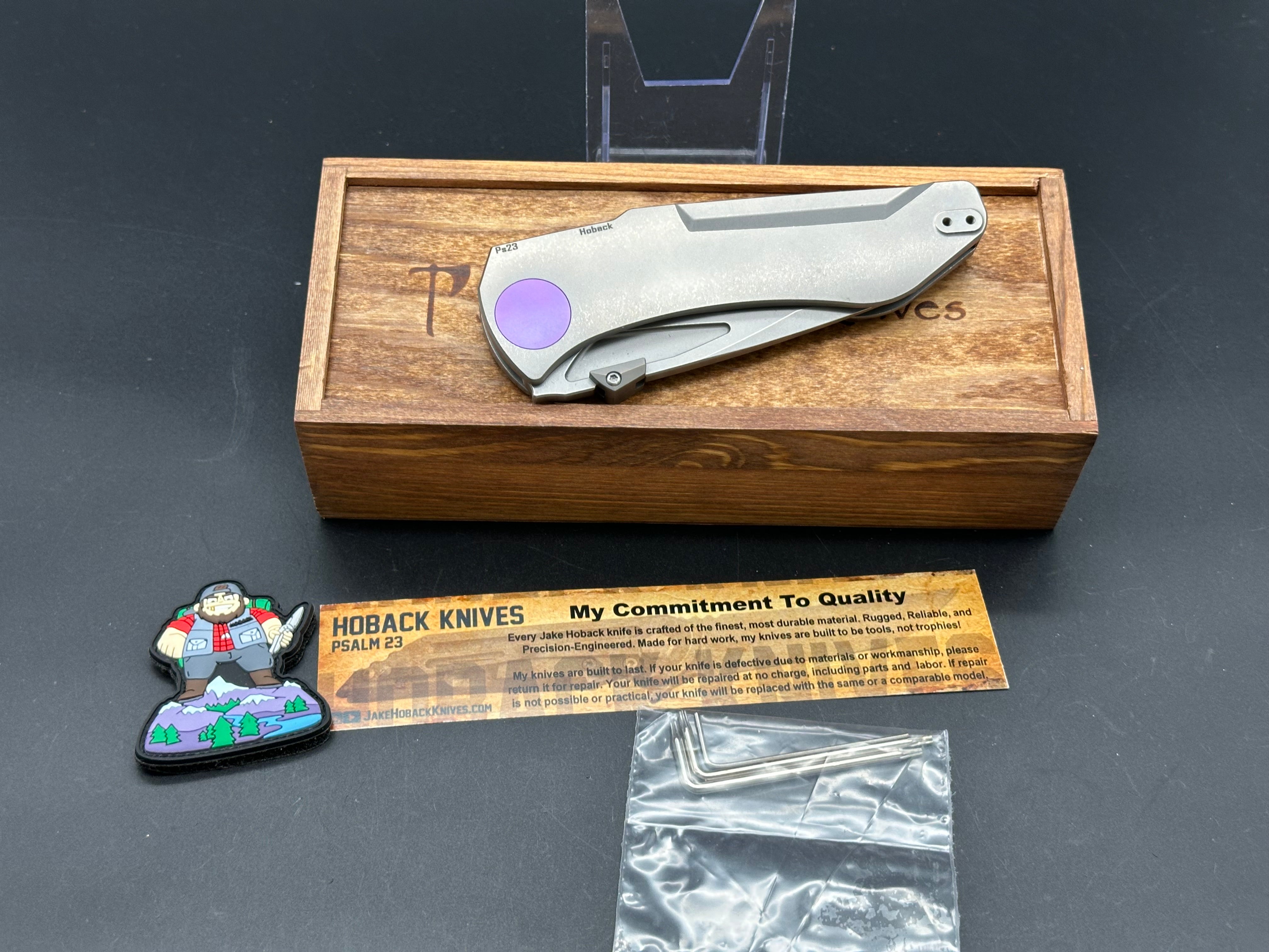 Jake Hoback Summit Frame Lock Folding Knife - Titanium Handle with Purple Accents (4.25