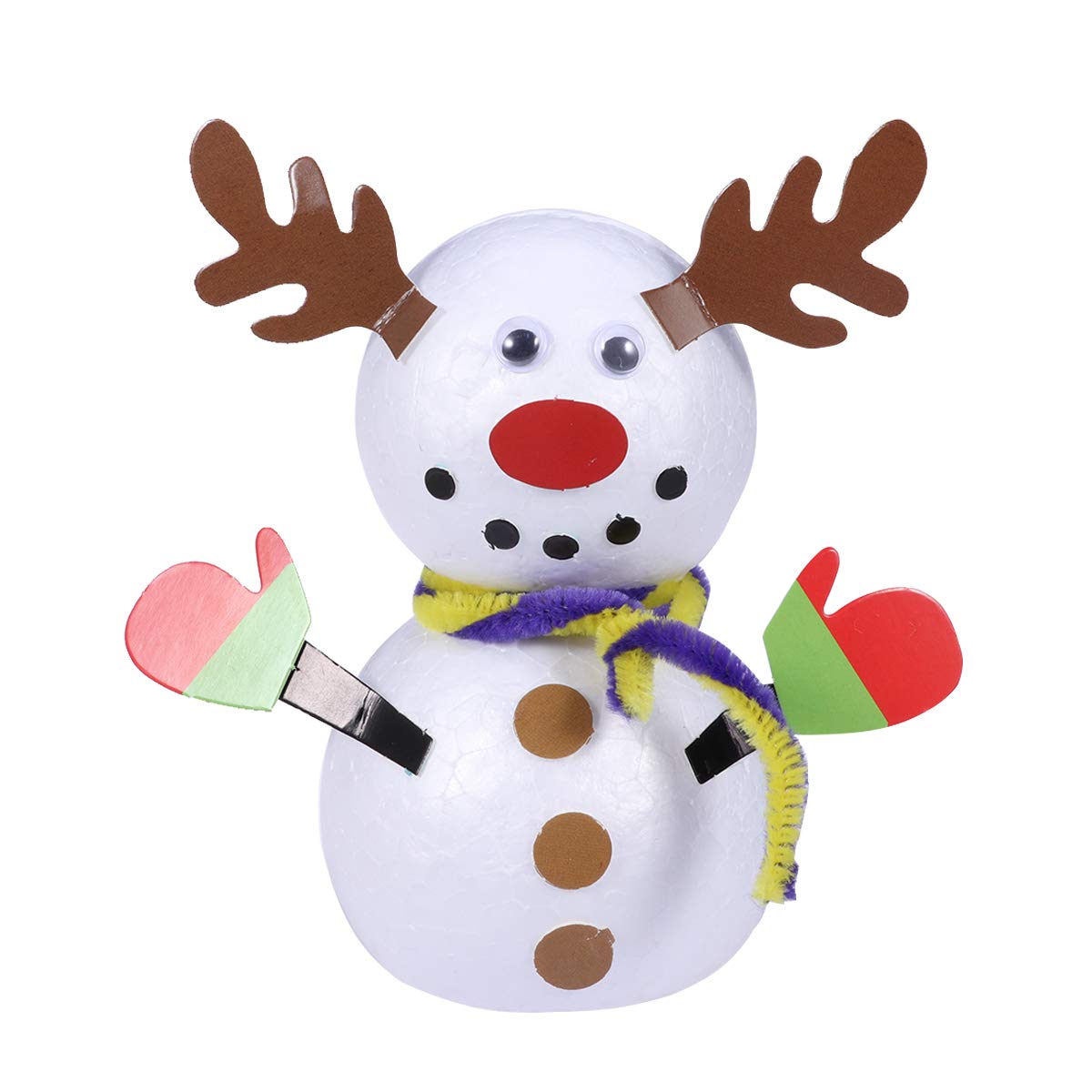 Amosfun Kids Snowman Making Kit - Christmas DIY Craft Supplies with Reindeer Antler for Kindergarten Classroom, Holiday Party Decorations & Winter School Activities
