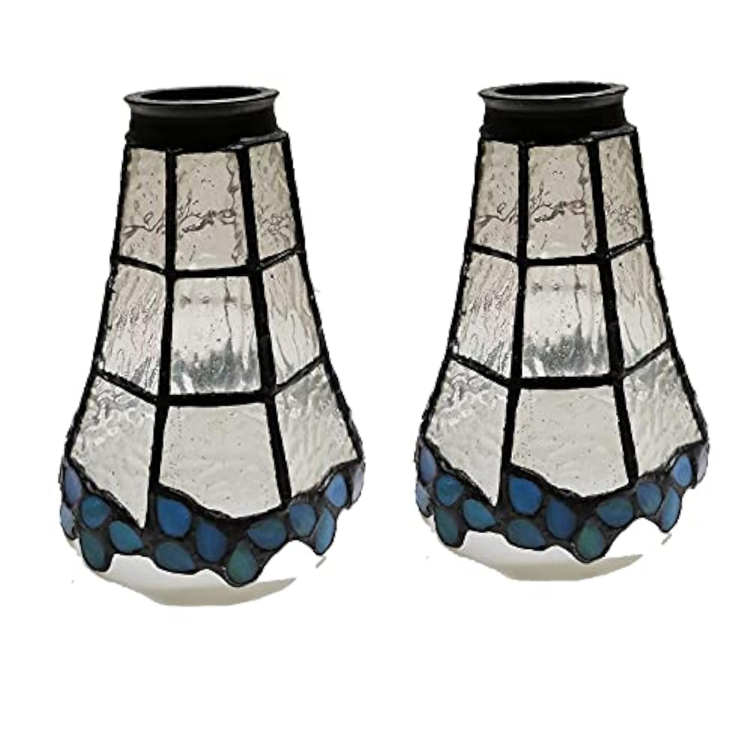HUIMEIJU Tiffany Style Stained Glass Fan Lamp - 2 Lampshades Wall Light, Single Shade Vintage Ceiling Fixture for Bedroom, Living Room & Dining Room Decor