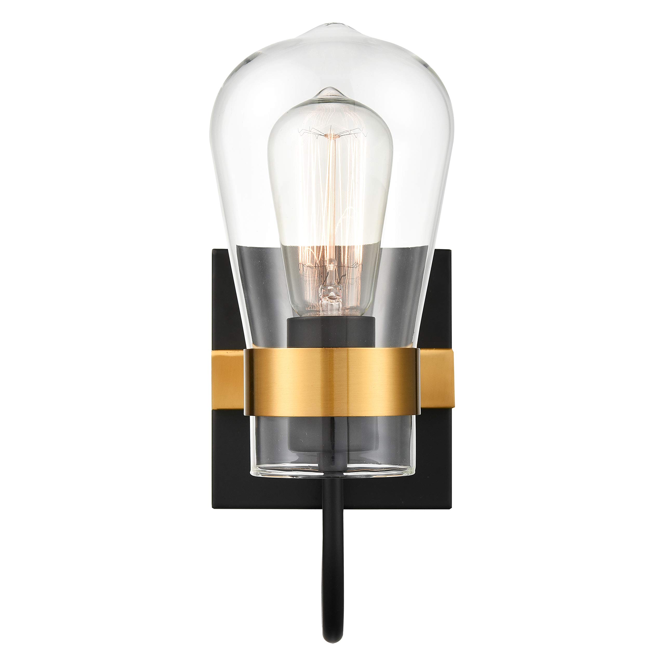 Modern Vanity Light Fixture - Black & Brushed Brass 1-Light Bathroom Sconce for Mirror Lighting | Perfect for Contemporary Bathroom, Bedroom or Dressing Room Makeup Area