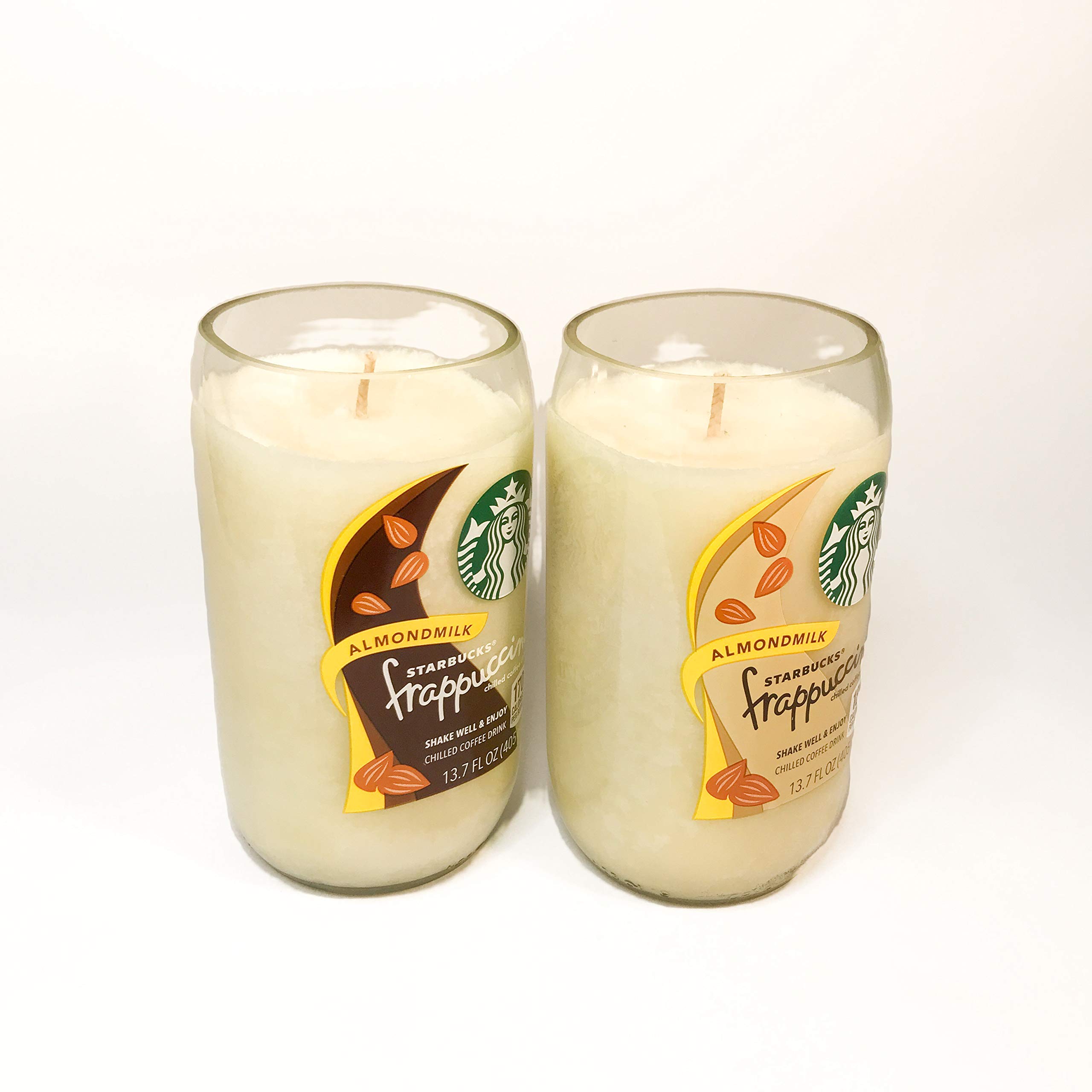 Handmade Set of 2 Scented Soy Candles - Almond Mocha & Almond Latte (9 Fl Oz Each) | Vegan, Repurposed Bottle | Perfect for Home Decor, Relaxation & Gifts