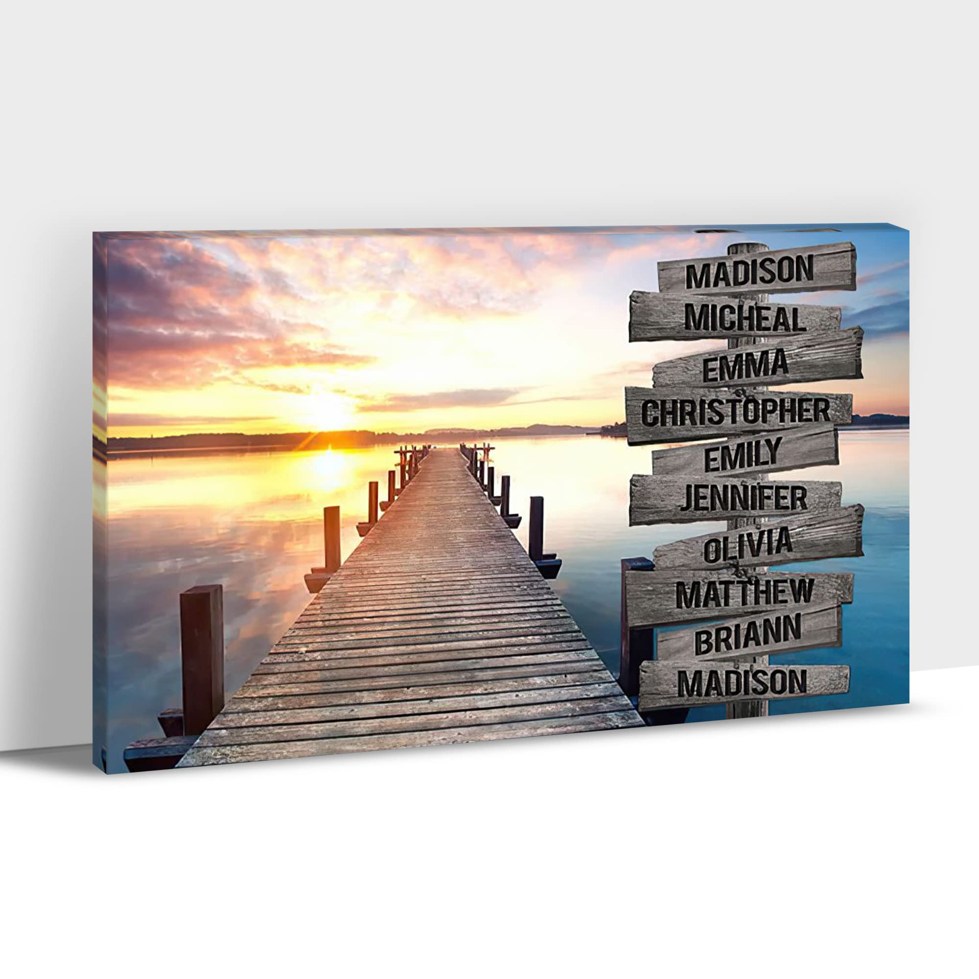 Personalized Beach Sunset Name Canvas Wall Art - Custom Framed Street Sign Decor for Family & Friends | Unique Anniversary, Wedding Gift | Ready to Hang 32x48 inches | Perfect for Living Room, Bedroom, or Beach House Decor