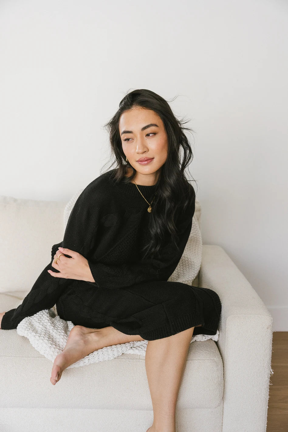 Lilly Cable Knit Skirt Women's Black - Cozy Winter Skirt for Office, Party & Casual Wear | Final Sale
