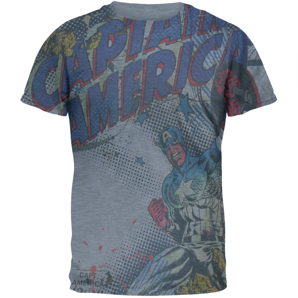 Captain America Shield Graphic Soft Cotton T-Shirt for Men - Superhero Marvel Comics Apparel for Casual Wear & Cosplay