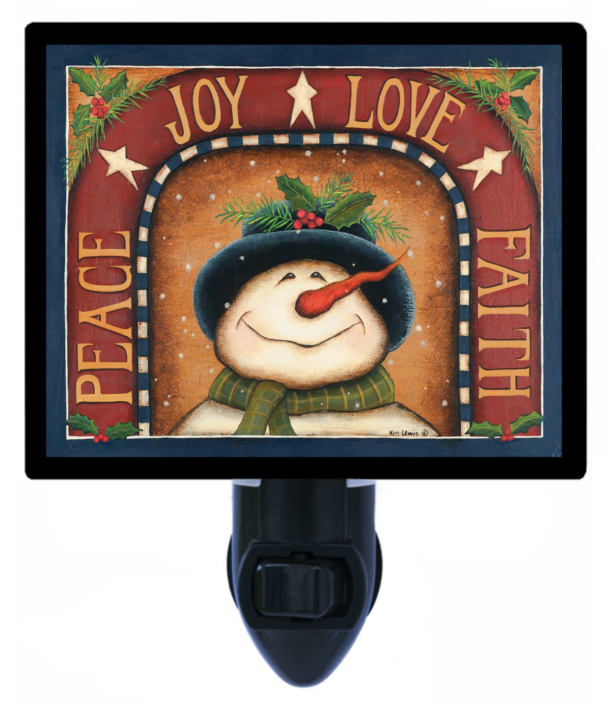 Christmas Snowman LED Night Light with Peace Joy Love Faith Design - Perfect for Holiday Home Decor, Bedroom Nightlight & Christmas Gift