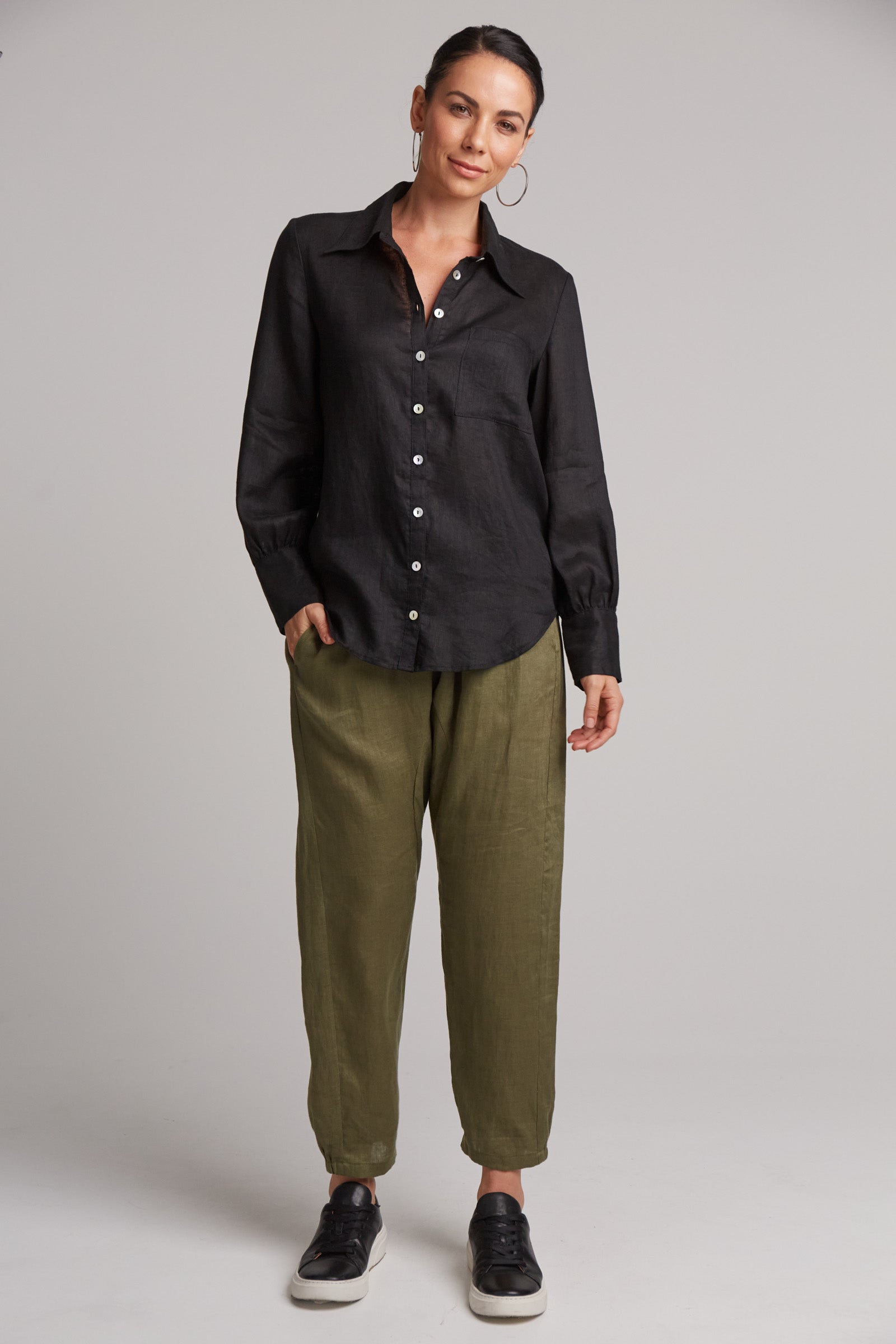 Premium Black Studio Linen Shirt for Men - Comfortable & Breathable Casual Wear for Office, Travel & Summer Outfits