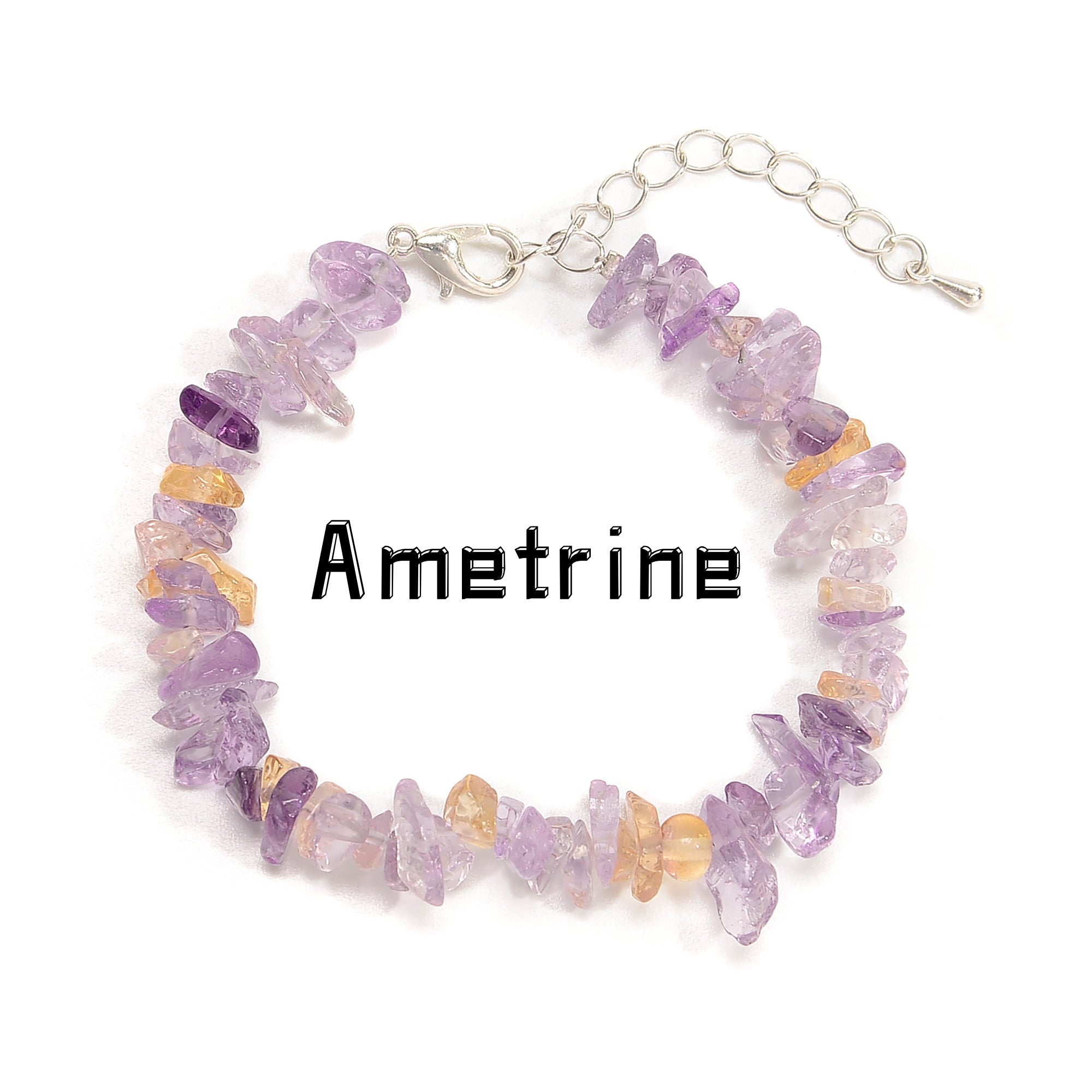 01 Mixed Gemstone Chips Bracelet with Silver Plated Clasp - 5mm & 8mm Beads - Adjustable 7
