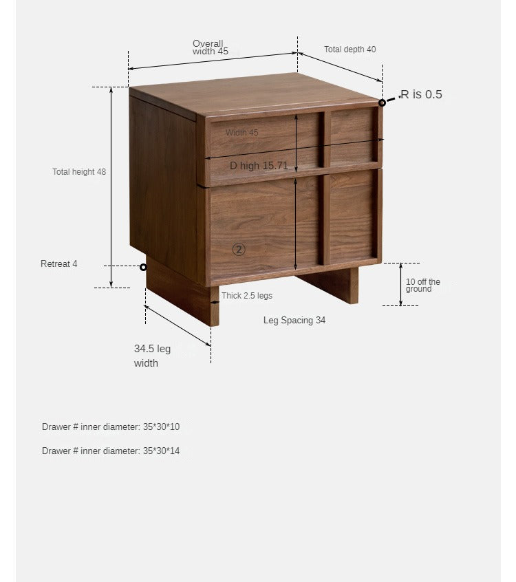 Solid Black Walnut Wood Nightstand with Drawer - Caluswood Bedside Table for Bedroom Storage | Perfect for Small Spaces, Apartment Living & Modern Home Decor