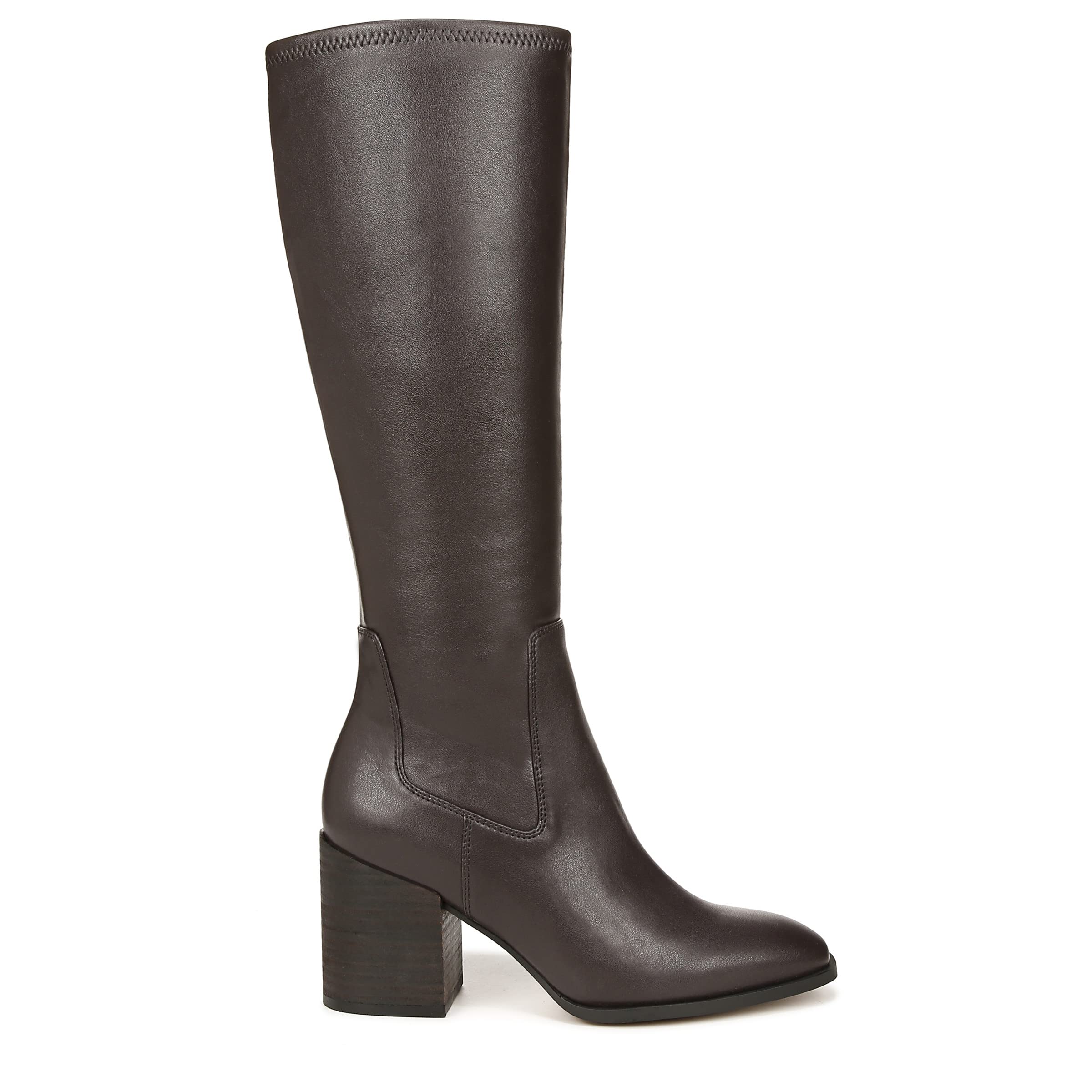 Vionic Inessa Women's High Shaft Dress Boots - Comfortable Stretch Synthetic Leather Chocolate Brown Boots for Work, Office & Winter Fashion (Size 7 Medium)