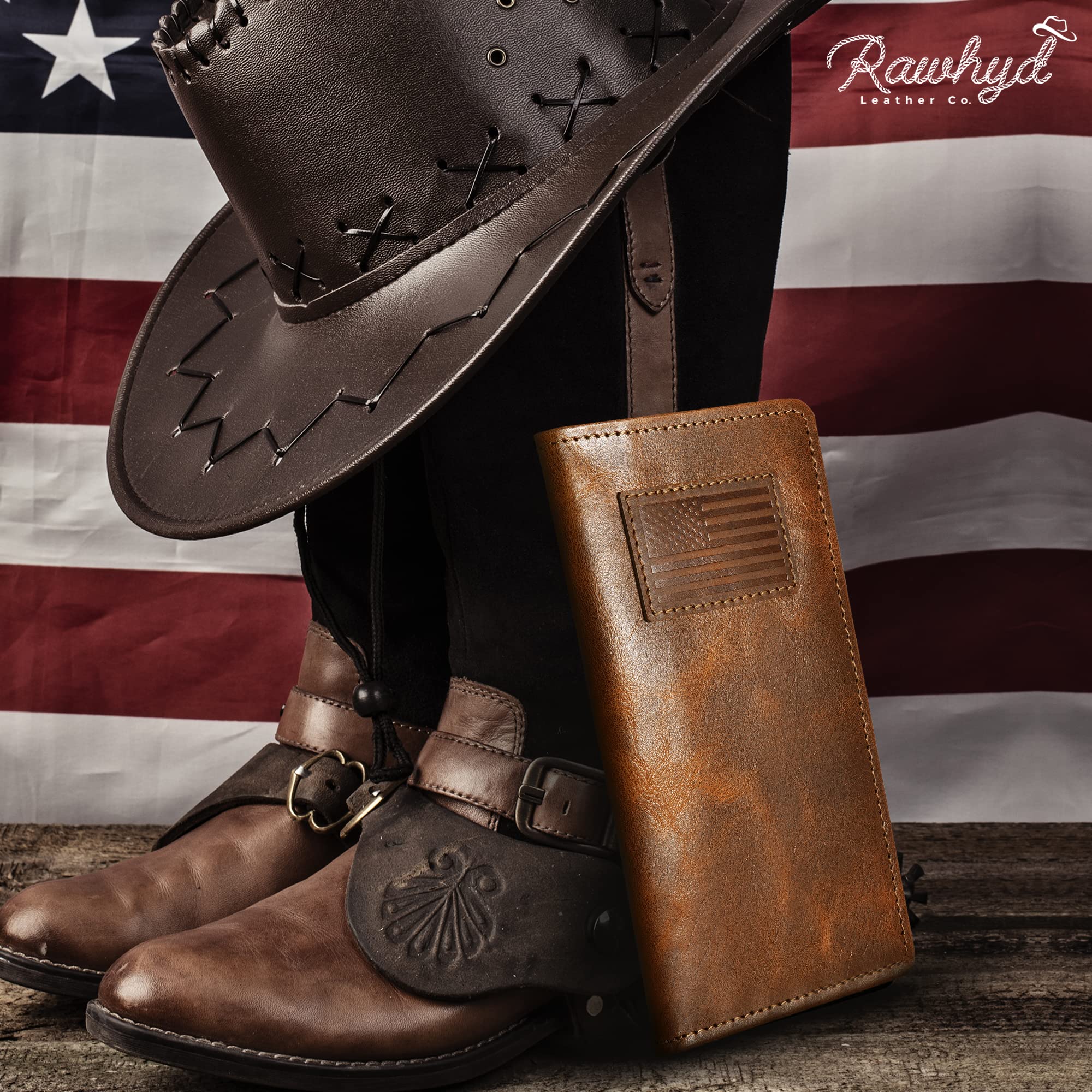 Premium Full-Grain Leather Bifold Wallet for Men - Classic Western Cowboy Wallet with RFID Protection - Durable Rodeo & Checkbook Cover - Perfect Gift for Him - Ideal for Everyday Use, Travel & Outdoor Adventures