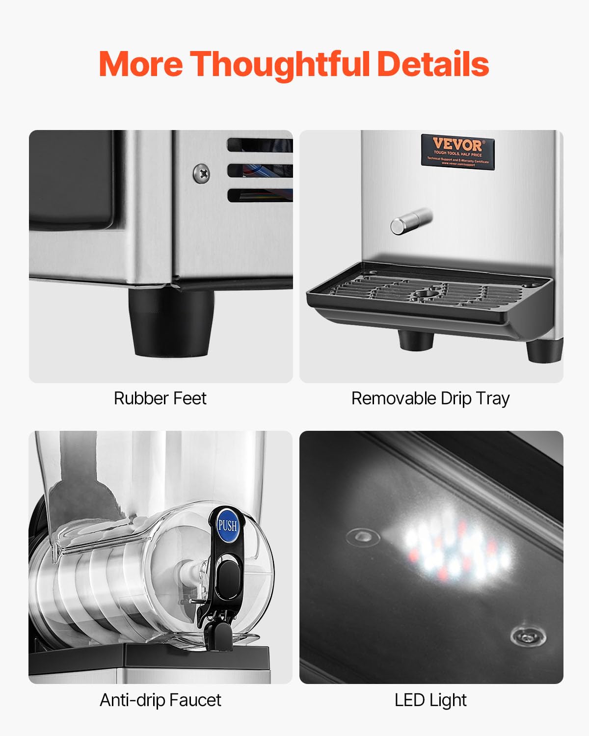 VEVOR 15L Commercial Margarita & Slushie Machine - Stainless Steel Frozen Drink Maker for Smoothies, Cocktails - Perfect for Home Parties, Restaurants, Cafes & Bars (60 Cups Capacity)