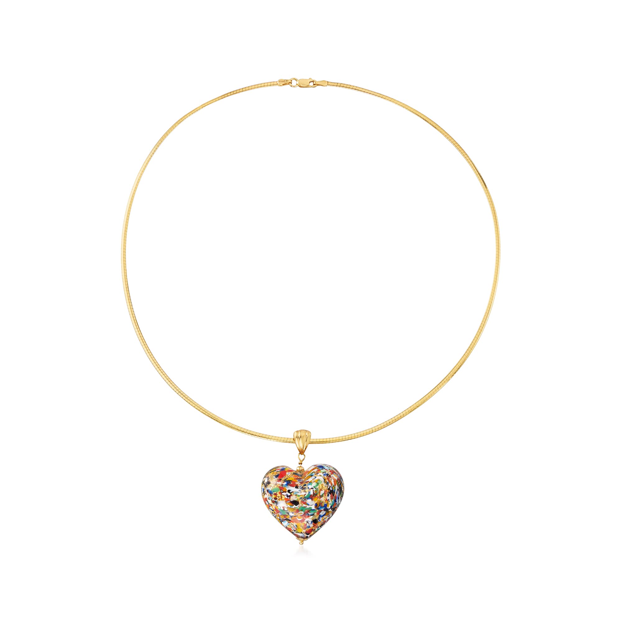 Ross-Simons Authentic Italian Murano Glass Heart Pendant Necklace - Handcrafted Multicolor Jewelry for Women, Gift for Valentine's Day, Anniversary & Special Occasions