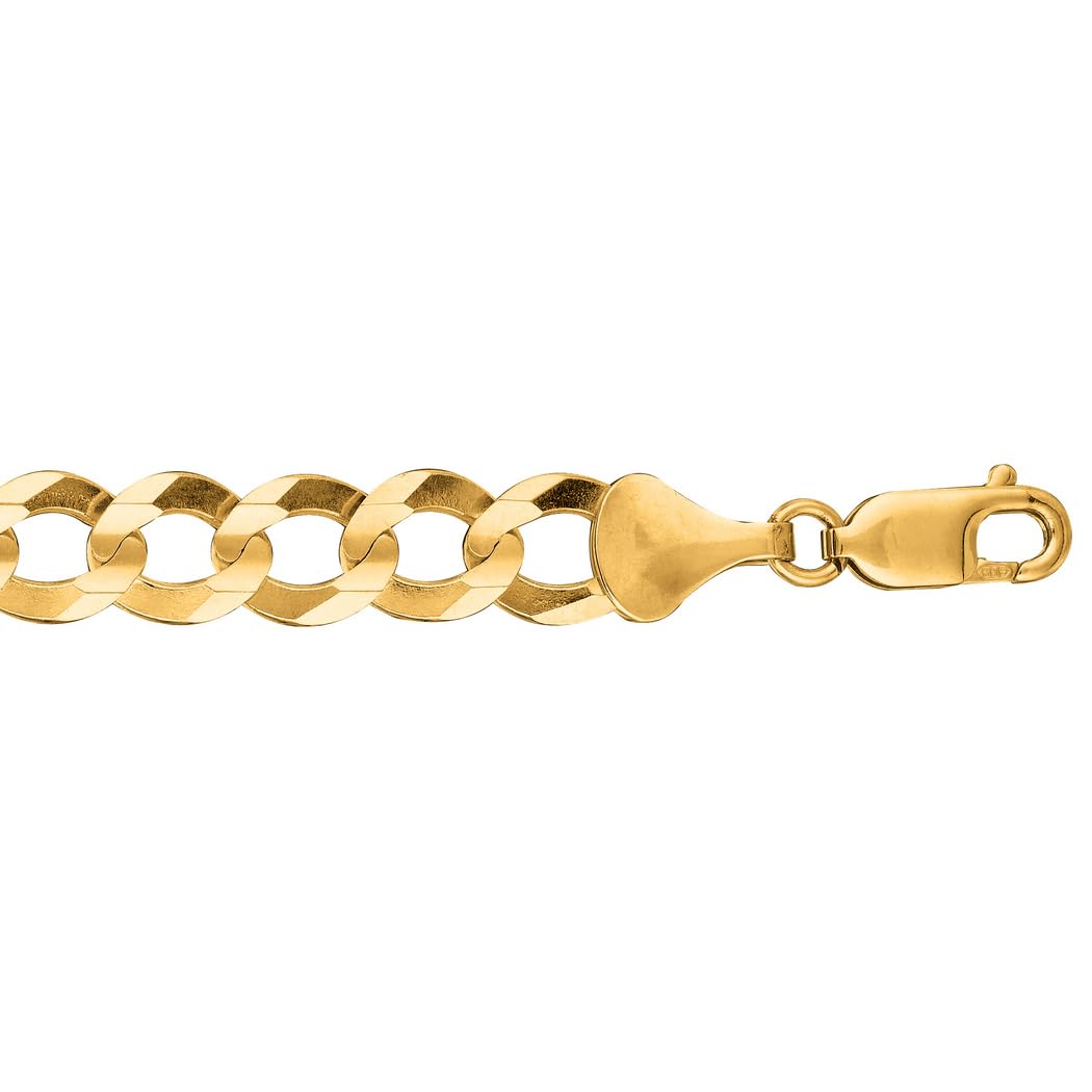 10K Yellow Gold Sparkle Cut Comfort Curb Chain Necklace for Women & Men - 18/20/22/24/30 Inch Lengths - Elegant Everyday Jewelry for Gifts, Anniversaries & Special Occasions