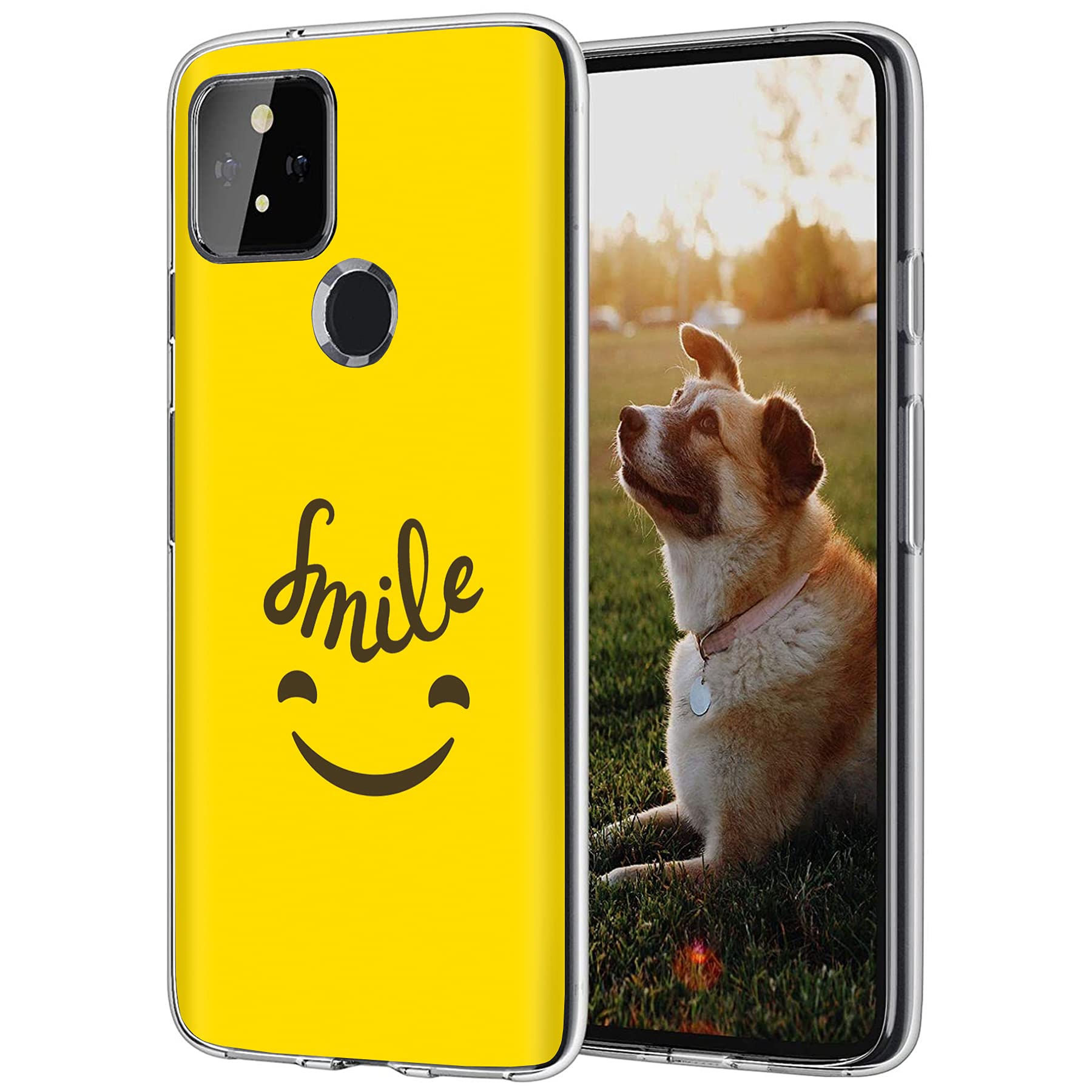 Google Pixel 5 Slim TPU Case - Ultra Thin Lightweight Gel Cover with Happy Smile Icon Print | Flexible Soft Anti-Scratch Protection | Made in USA | Perfect for Everyday Use & Office Work