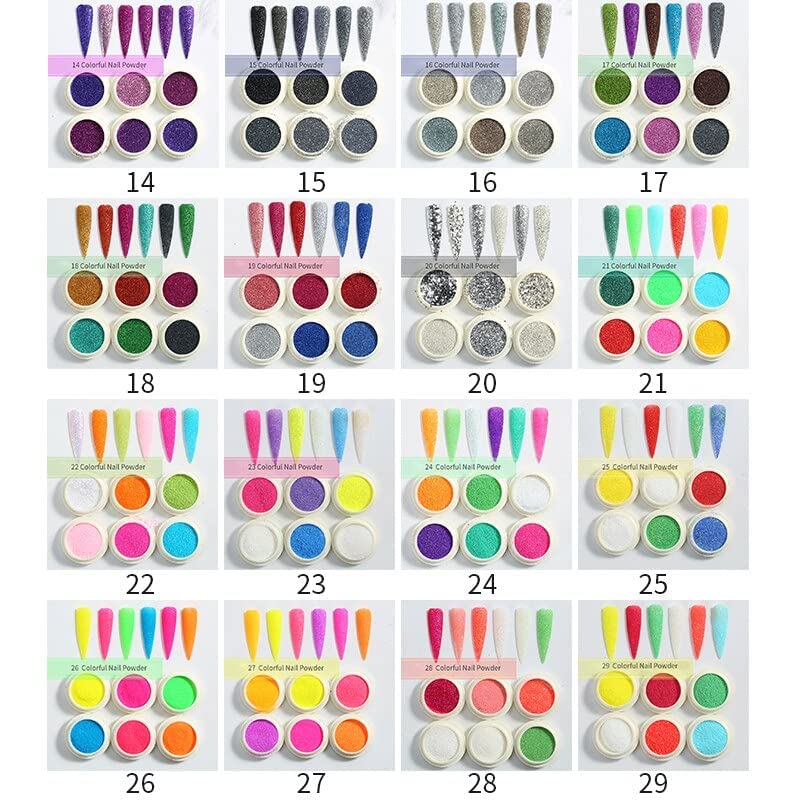 AISHU Chrome Nail Glitter Powder Set - 6 Pcs Metallic Mirror Nail Art Powder for Women & Girls - Pink Purple Nail Decoration for Manicure, Nail Designs - Perfect for Parties, Weddings & Salon Nail Art