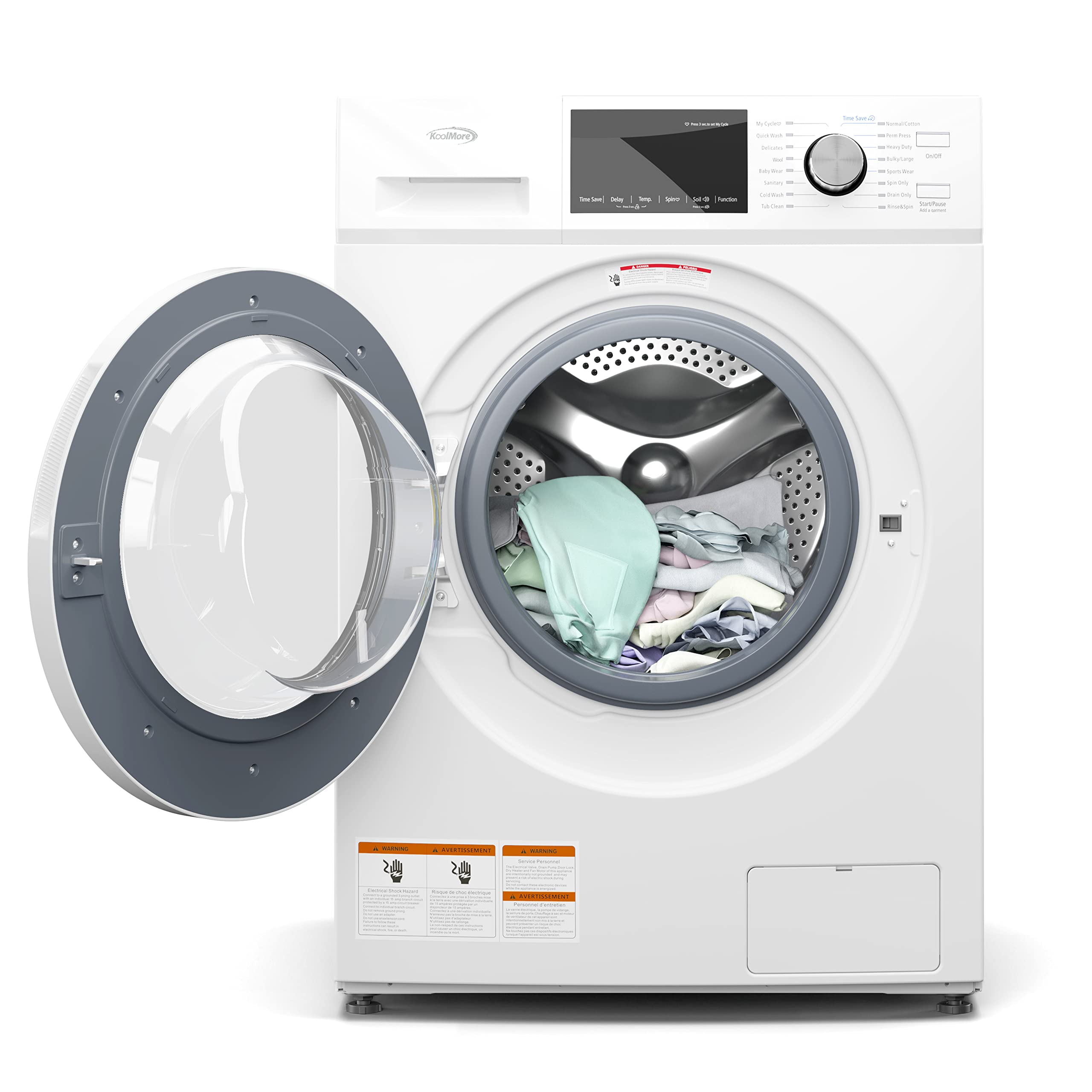 KoolMore 2.7 Cu. Ft Front Load Washing Machine - Compact Space Saving Design, 20-Min Quick Wash, 12 Cycles, Quiet Inverter Motor (120V, 24