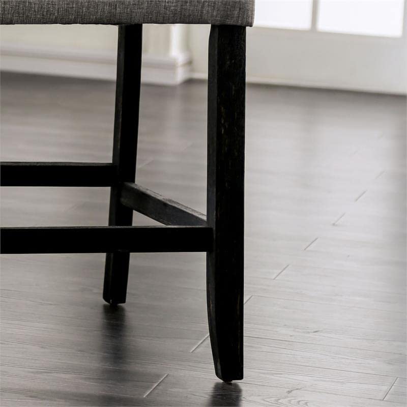 Furniture of America Iceland Fabric Upholstered Counter Height Bar Stools in Gray (Set of 2) - Modern Kitchen Island Chairs for Dining Room, Bar & Breakfast Nook