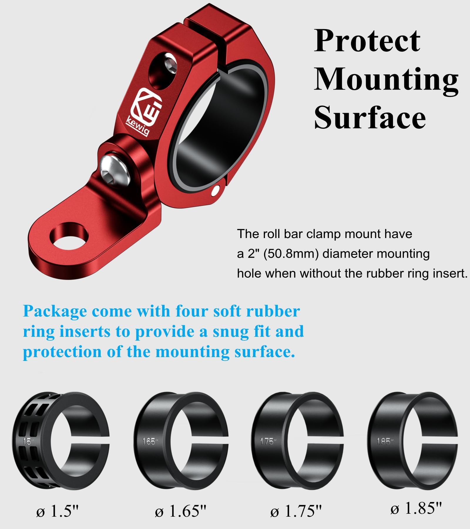 BRCOVAN 2-Pack Heavy Duty UTV Whip Light Mounts - Solid Aluminum Alloy Roll Cage Clamp for 1.5