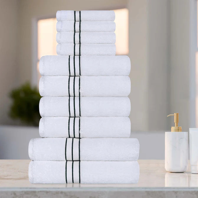 Premium Turkish Cotton Ultra Plush 10-Piece Bath Towel Set - Super Absorbent & Soft for Spa, Beach & Luxury Bathroom Use