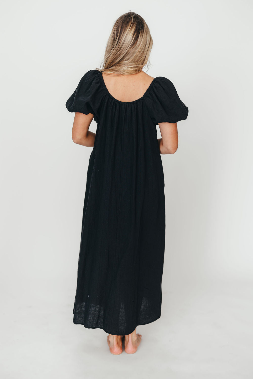Genoa 100% Linen Maxi Dress in Black - Bump Friendly Maternity Dress for Women | Comfortable Summer Beach Dress for Pregnancy, Vacations & Special Occasions