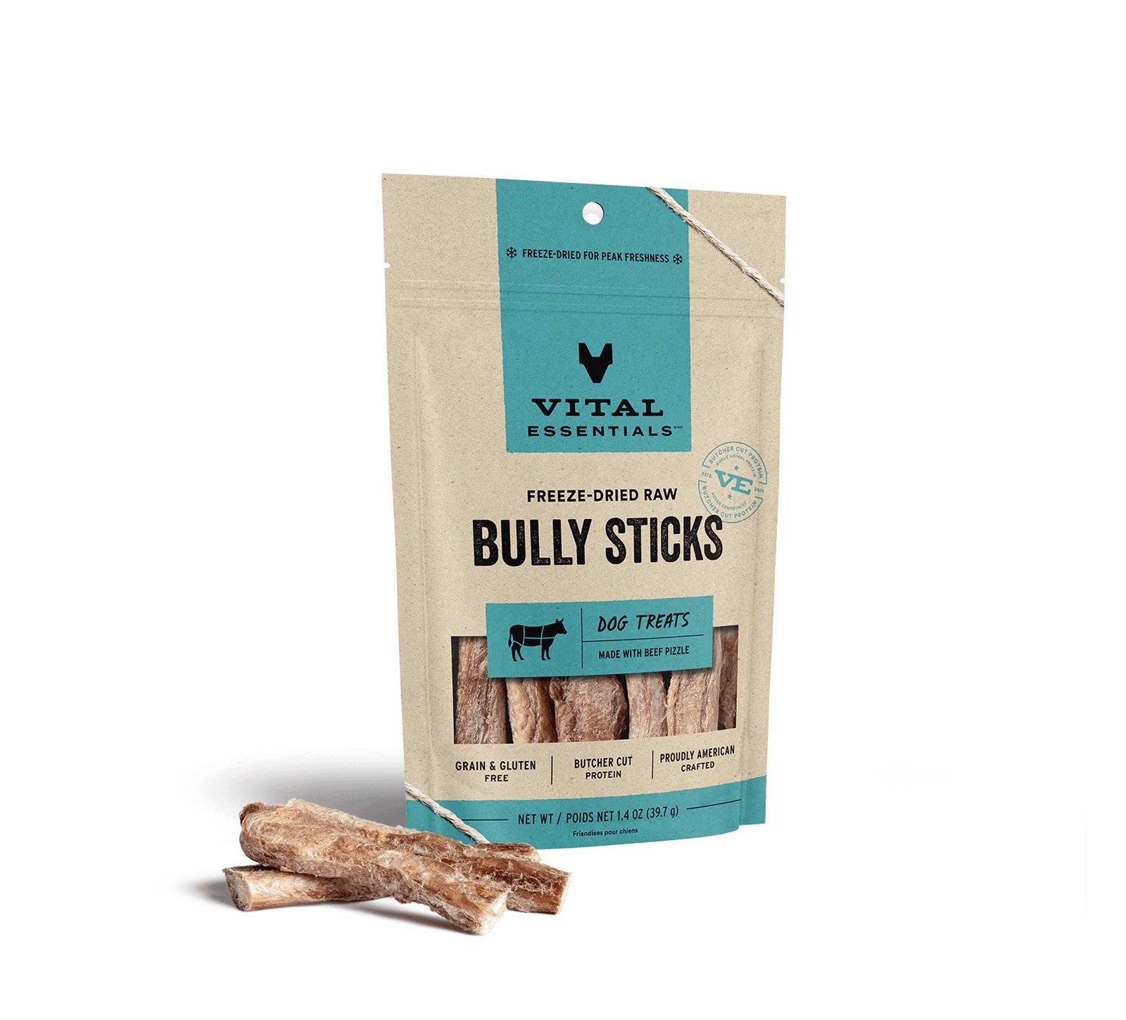 Vital Essentials Freeze Dried Bully Sticks - All Natural Dog Chews for Puppies & Adult Dogs | High Protein Training Treats & Dental Health Snacks | Perfect for Chewing, Teething, and Anxiety Relief