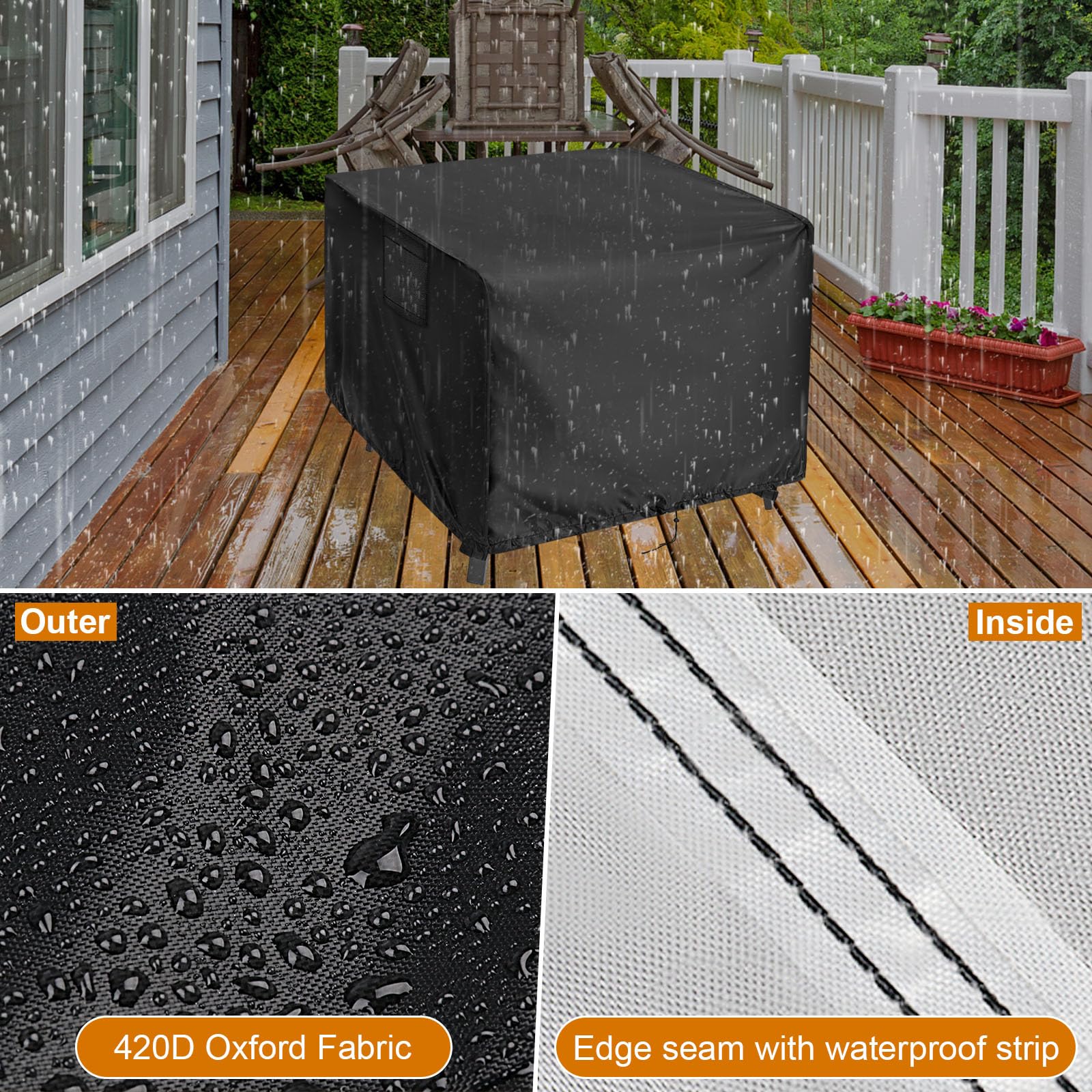 Kingling 24 Inch Square Waterproof Outdoor Table Cover - 24