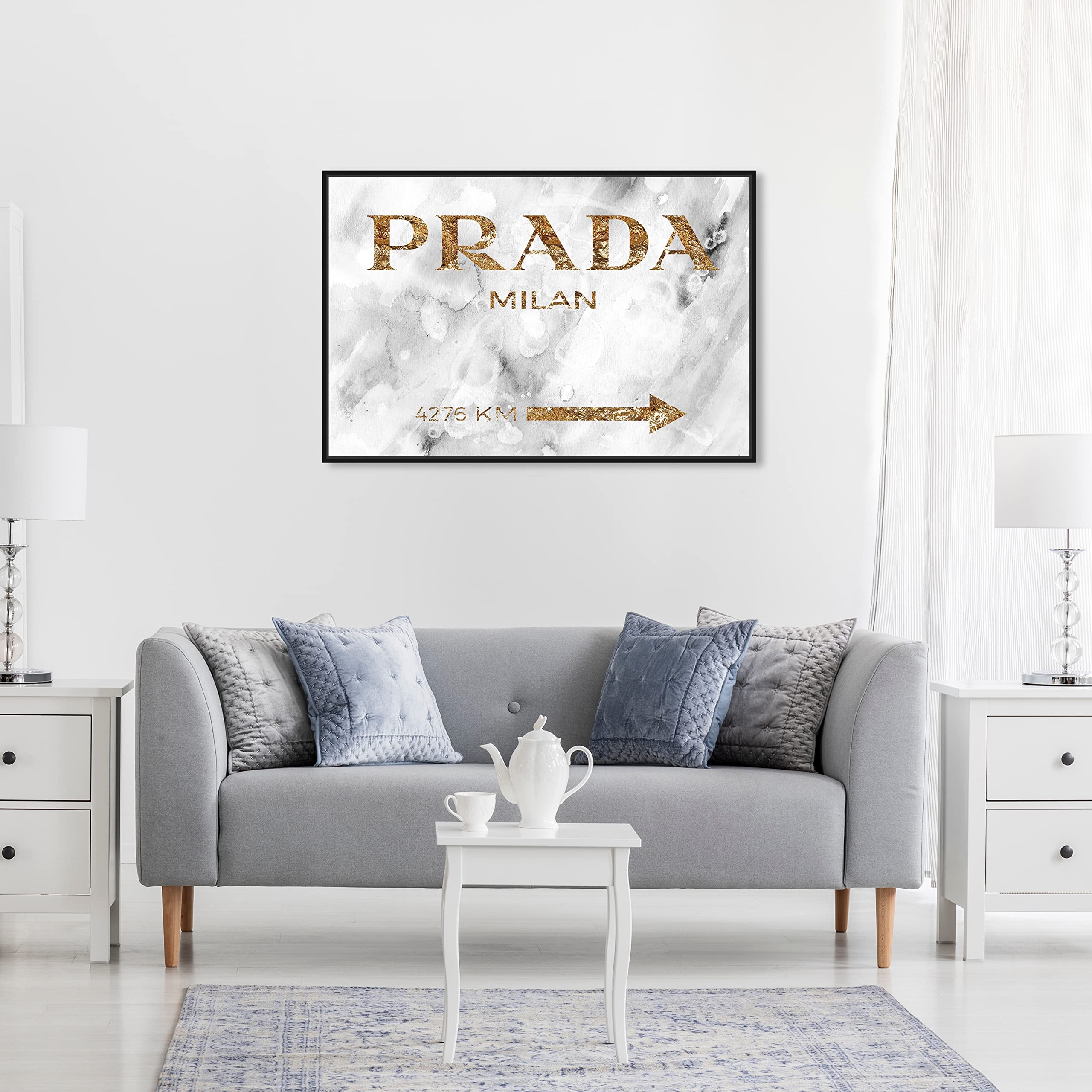 Oliver Gal Artist Co. Contemporary 20x30 Inch Milan Gold Framed Canvas Wall Art - Elegant Home Decor for Living Room, Bedroom & Office