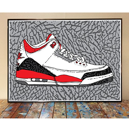 Air Jordan 3 Retro Sneakers - Fire Red Print Men's Basketball Shoes for Running, Gym & Streetwear Fashion