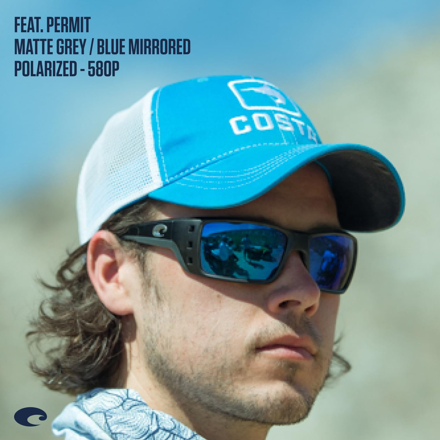 Costa Del Mar Men's Permit Rectangular Polarized Sunglasses for Fishing, Driving & Outdoor Activities - UV Protection, Durable Frame, Stylish Design