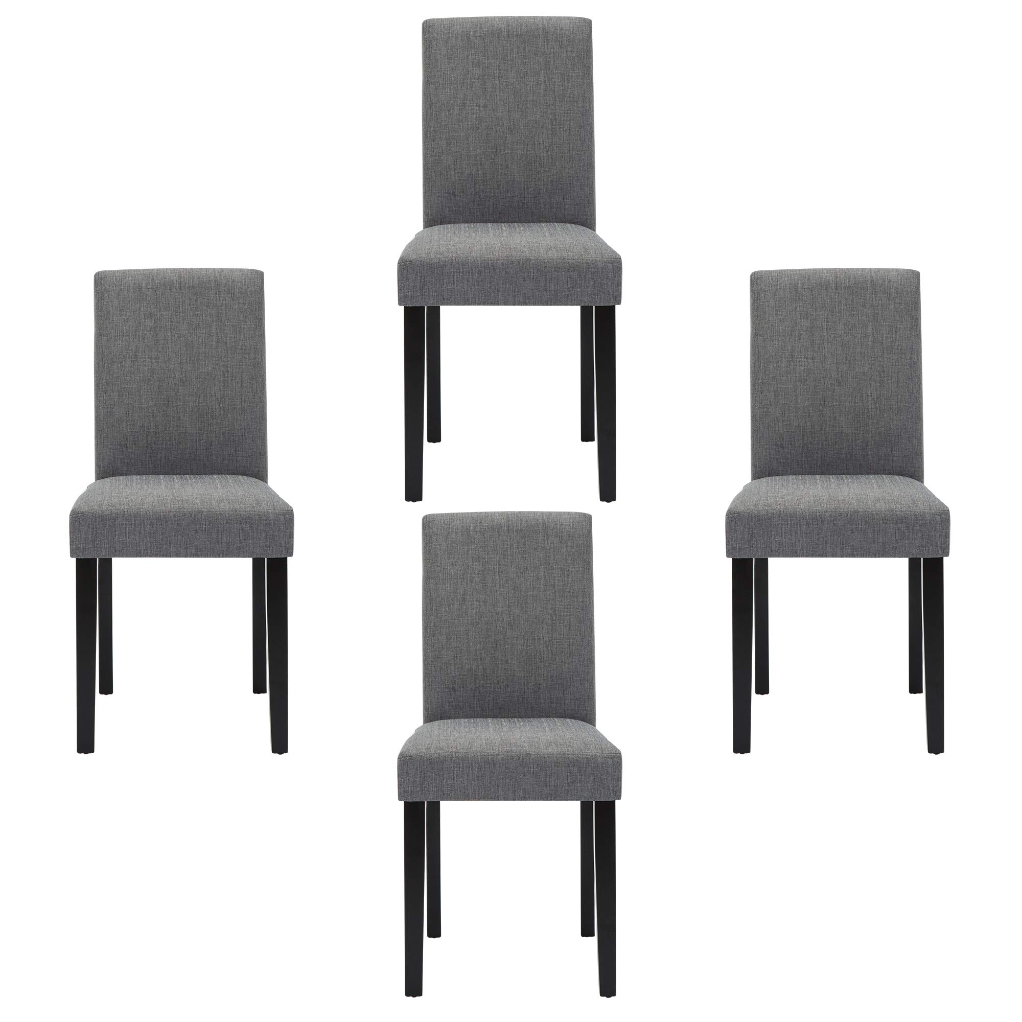 Modern Fabric Upholstered Dining Chairs Set of 4 - Elegant Gray Dining Room Chairs for Kitchen, Dining Table, Breakfast Nook & Home Decor