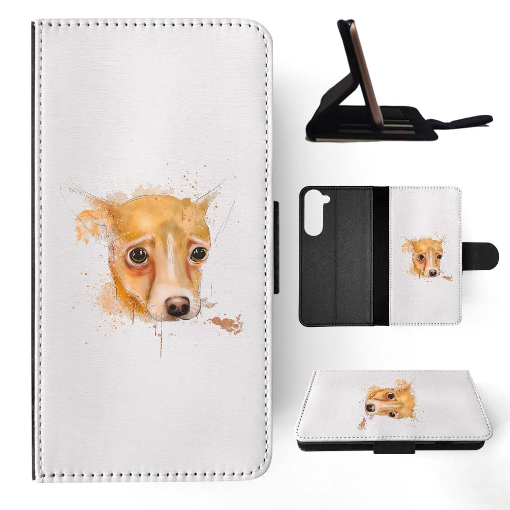 Foxercases Watercolor Dog Chihuahua Art Flip Wallet Phone Case for Samsung Galaxy S23 Plus - Stylish Protective Cover with Card Slots for Everyday Use, Travel & Shopping