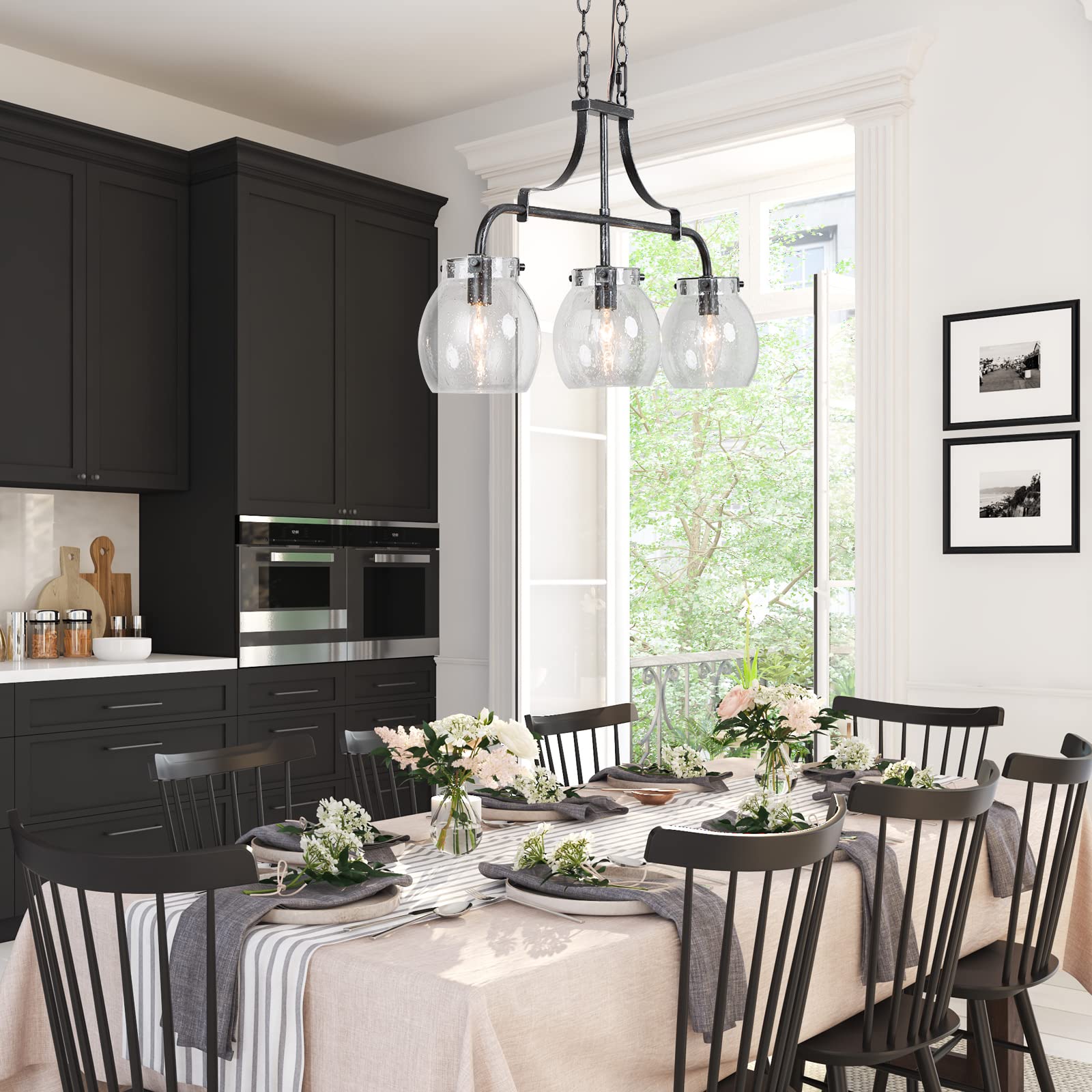 Rustic 3-Light Pendant Chandelier for Kitchen Island - 25